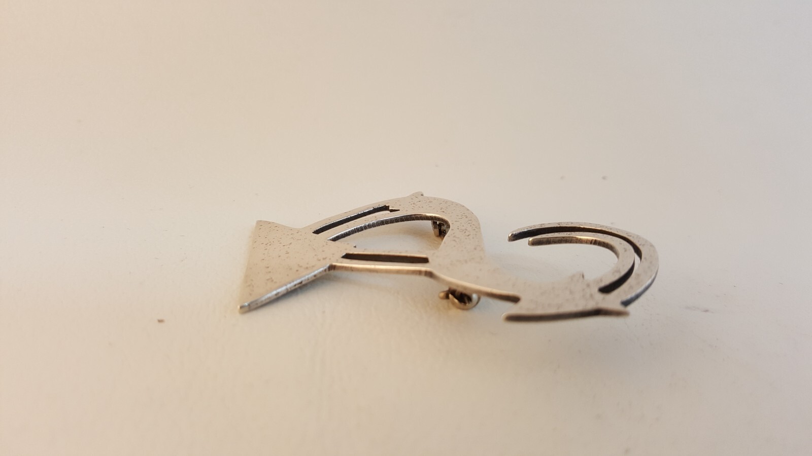Vintage modernist stylized ram goat brooch pin Forbes MCM sterling silver