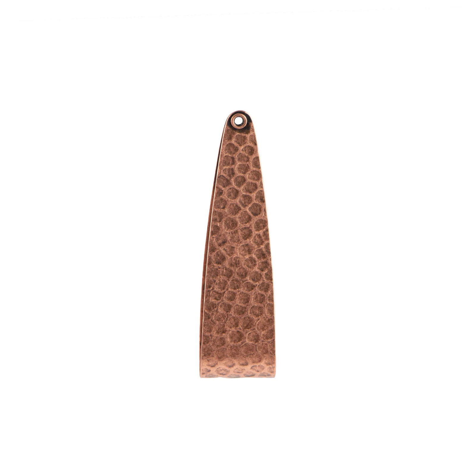 1 Hole Copper Ox Small Hammered 3D Teardrop Hoop Pendant 39x13mm (2)