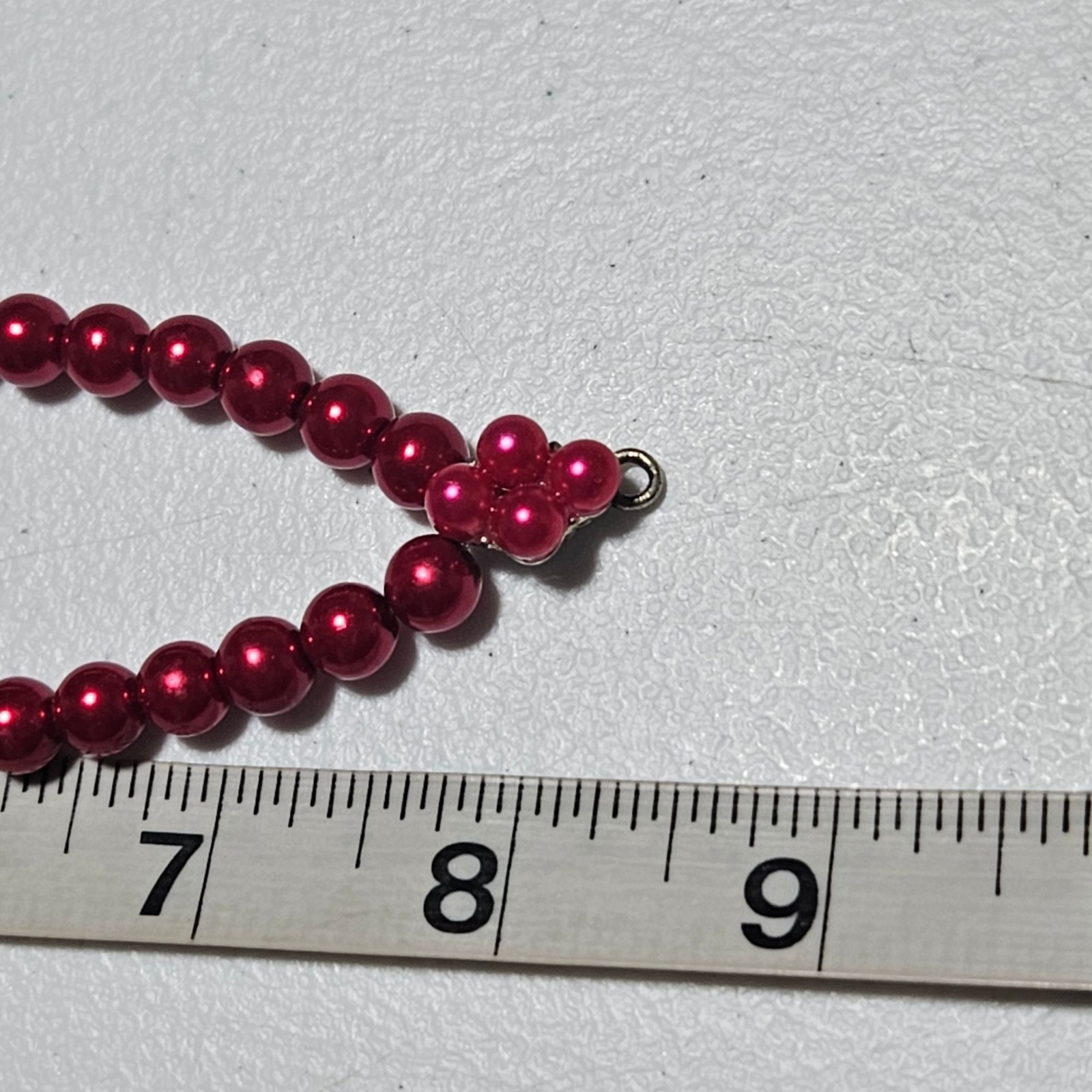 Vintage Red Beaded Necklace Bead Cluster Accent Retro 50s 60s Fashion Jewelry