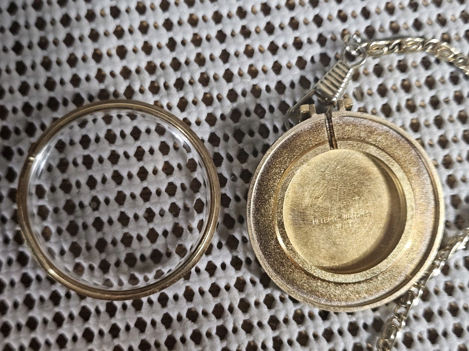 Vintage Helbros 17 Jewels Gold Plated Manual Wind Pocket Watch