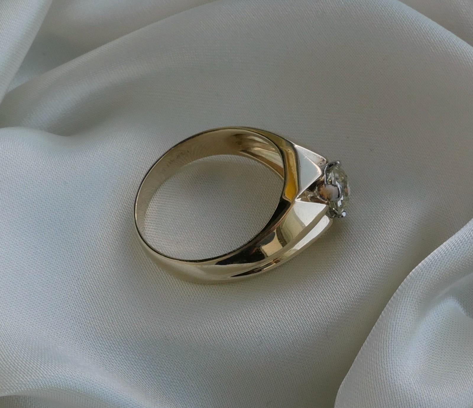 Vintage 14K Yellow Gold 0.90 Ct Old European Cut Diamond Ring 5.3 Gr Sz 8.75