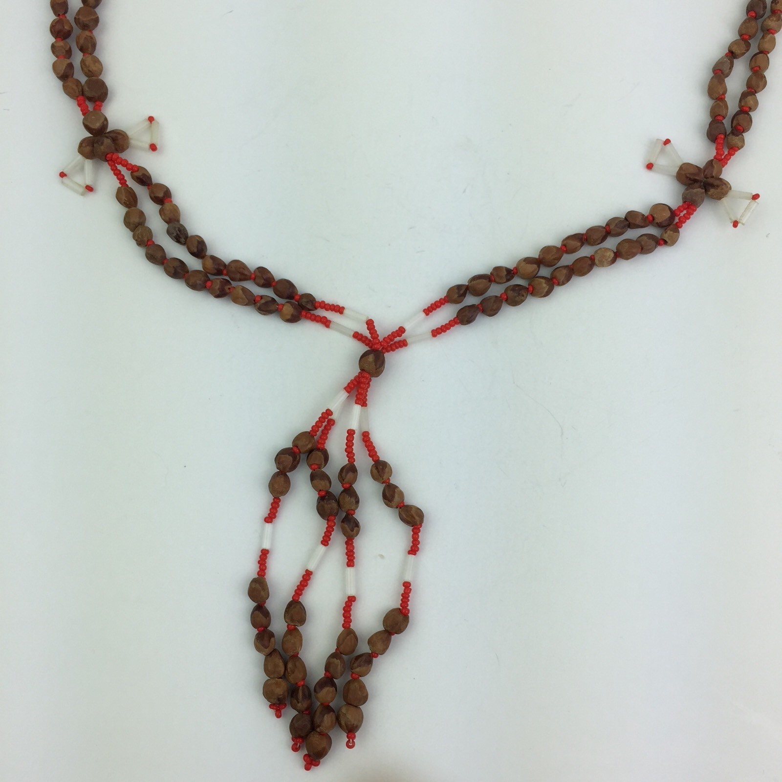 Vintage Seed Bead Y Drop Necklace Tassel Fringe Ethnic Tribal Boho Layering 40″