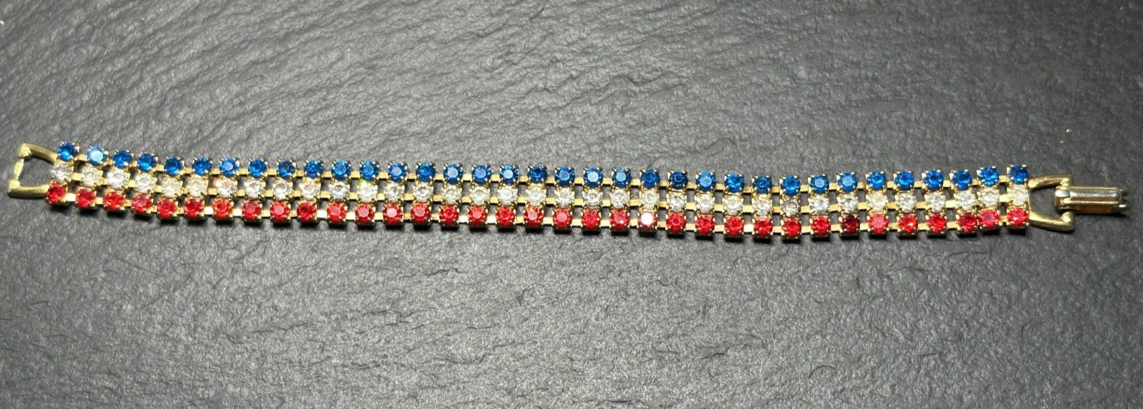 THREE DIFFERENT VINTAGE PATRIOTIC RED WHITE BLUE BRACELETS H901