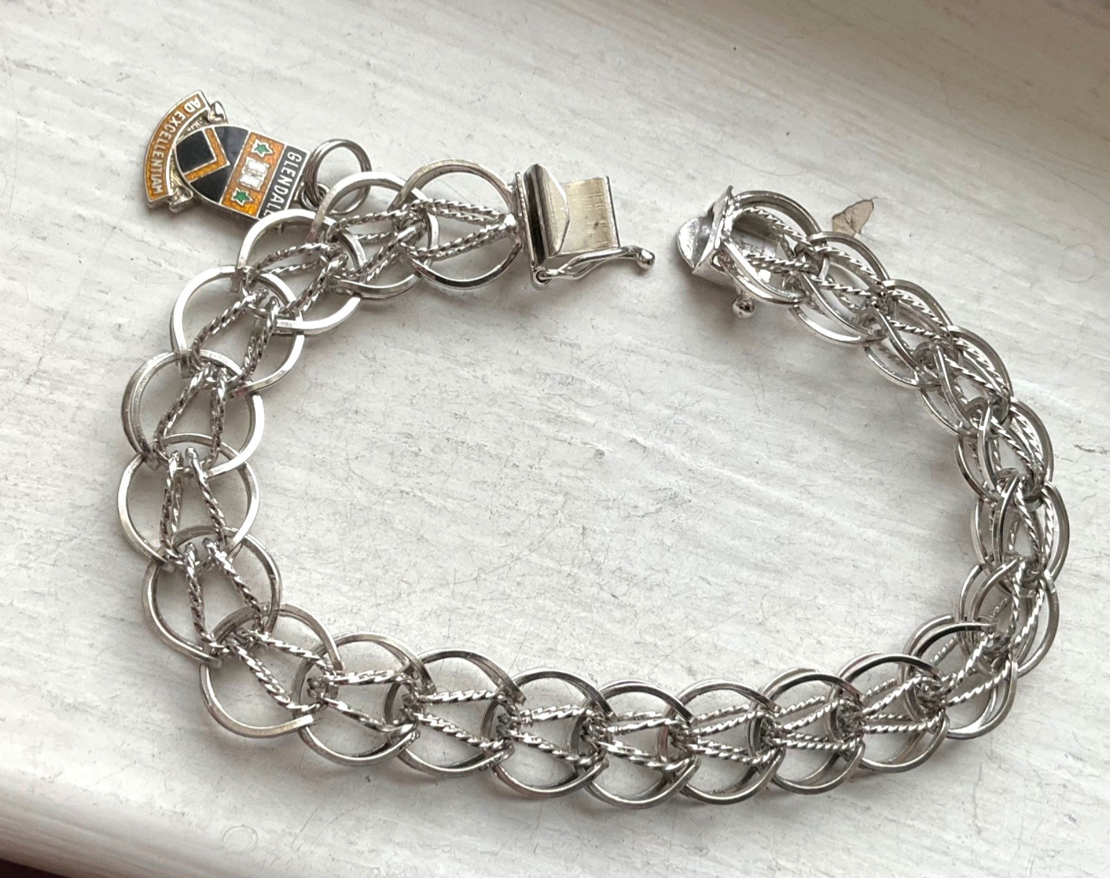 Vintage Starter SILVER CHARM BRACELET Wearable 7 1/8” USA Made Patent