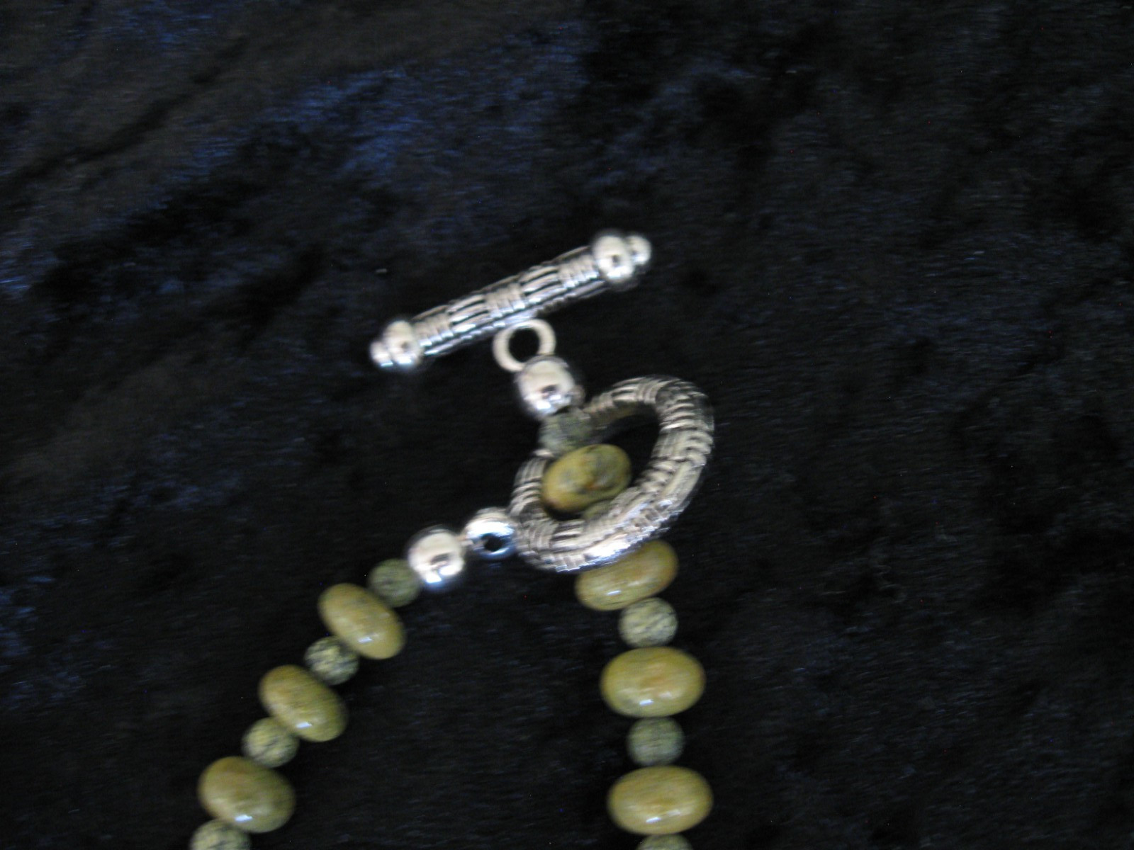 Vintage Russian Serpentine Variable Bead Sizes Beaded Necklace/Silver Clasp 31″