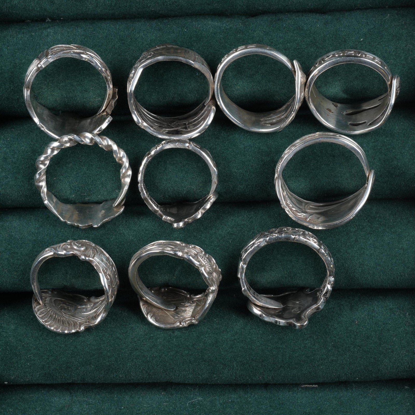 sz5.5-9 Collection c1900 Antique sterling silver Indian souvenir spoon rings