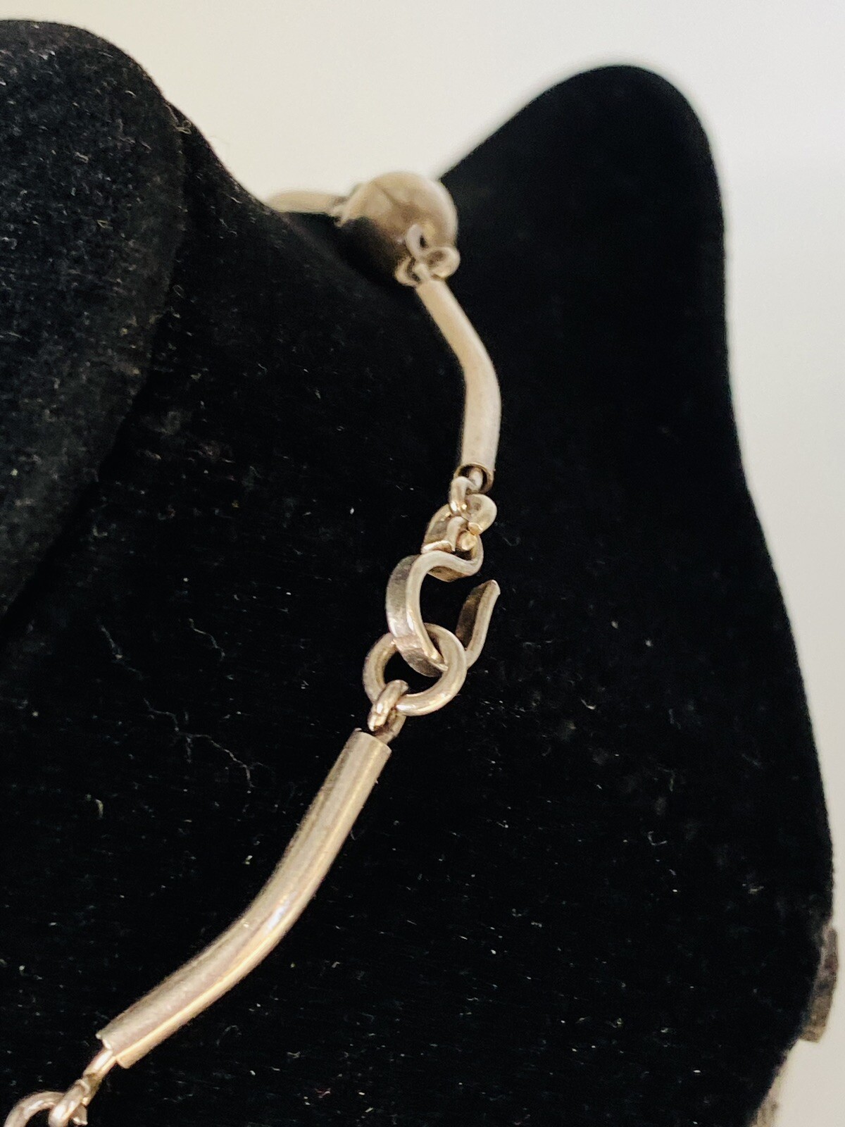 Vintage Sterling Silver Modernist Bar & Ball Bead Station Link Necklace 16-Grams