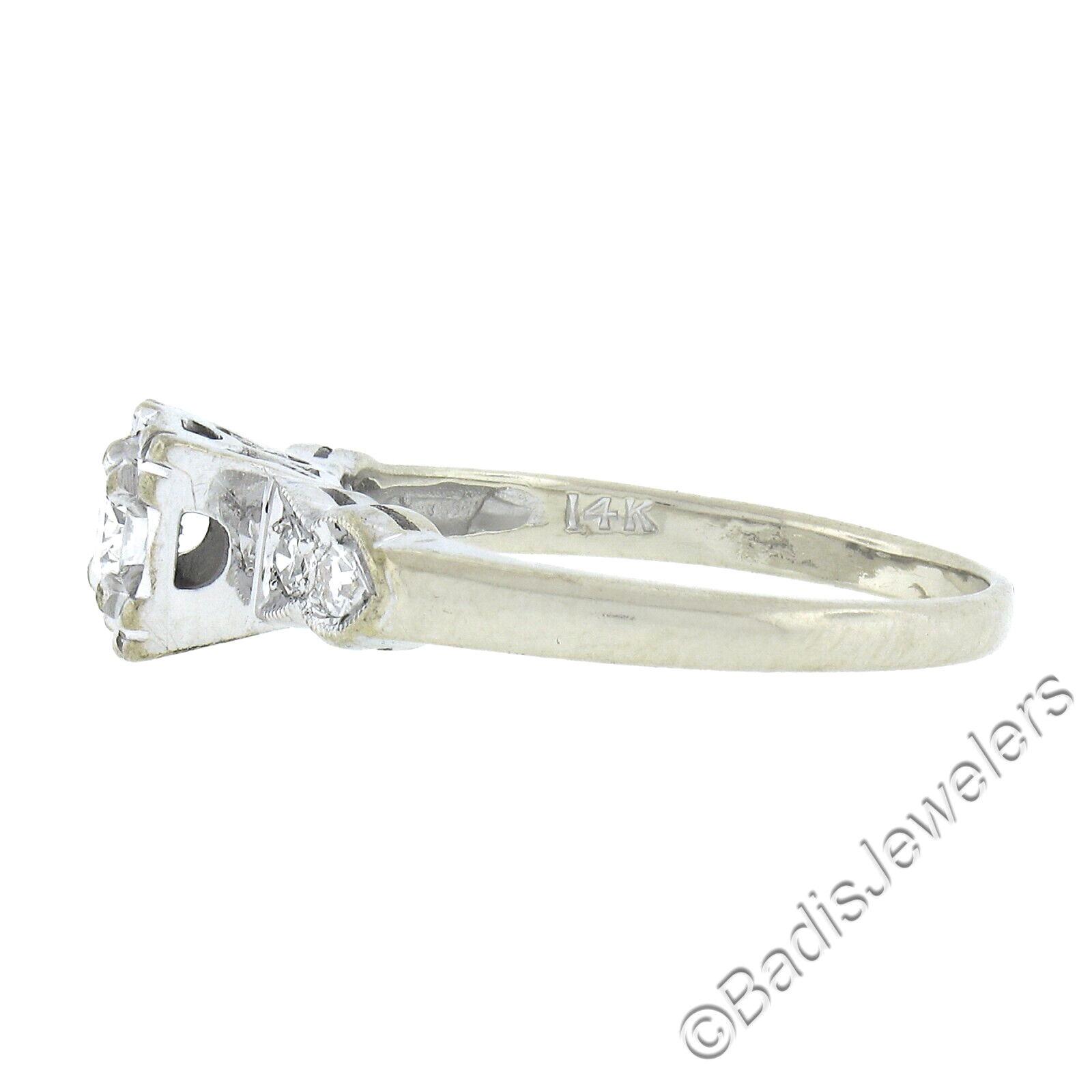 Vintage 14k White Gold 0.35ctw Round Brilliant Diamond Solitaire Engagement Ring