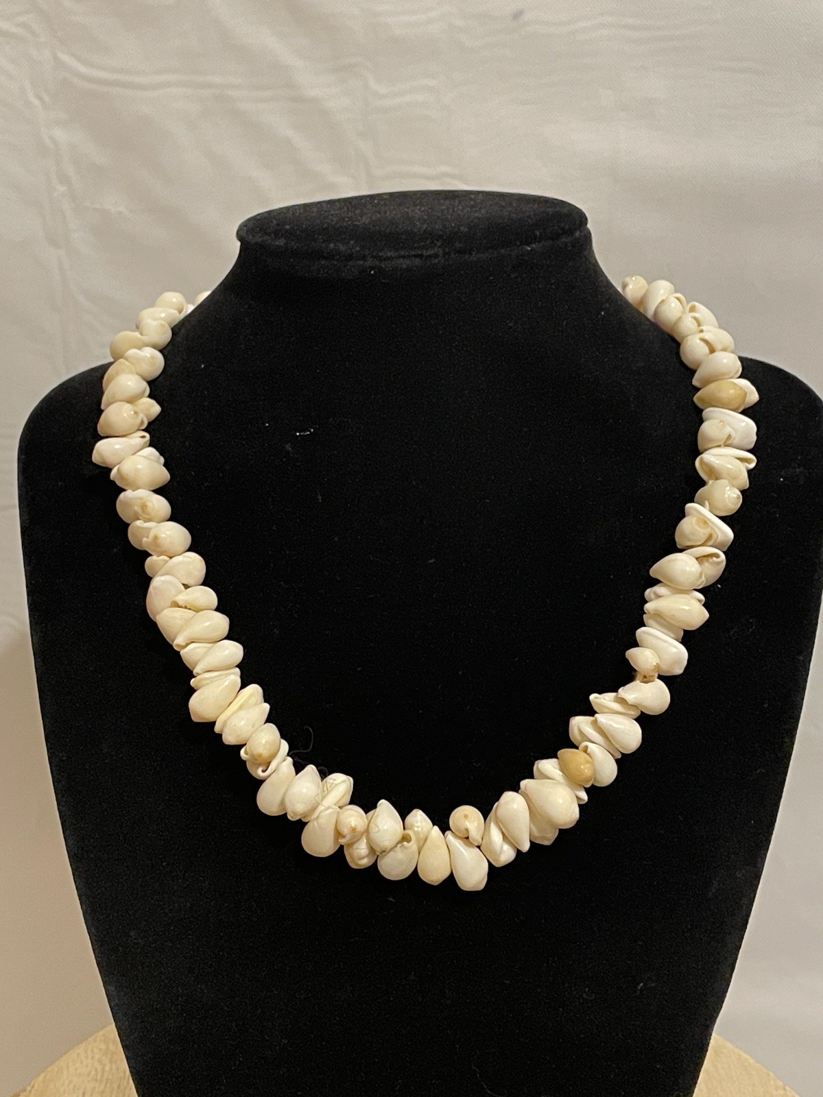 Vintage Real Hawaiian Whole Puka Shell Lei Choker Necklace 15″ Concha Pukka