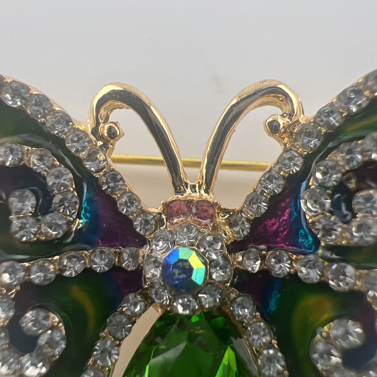 Vintage Green Butterfly, Colorful Butterfly, Butterfly Brooch A-53