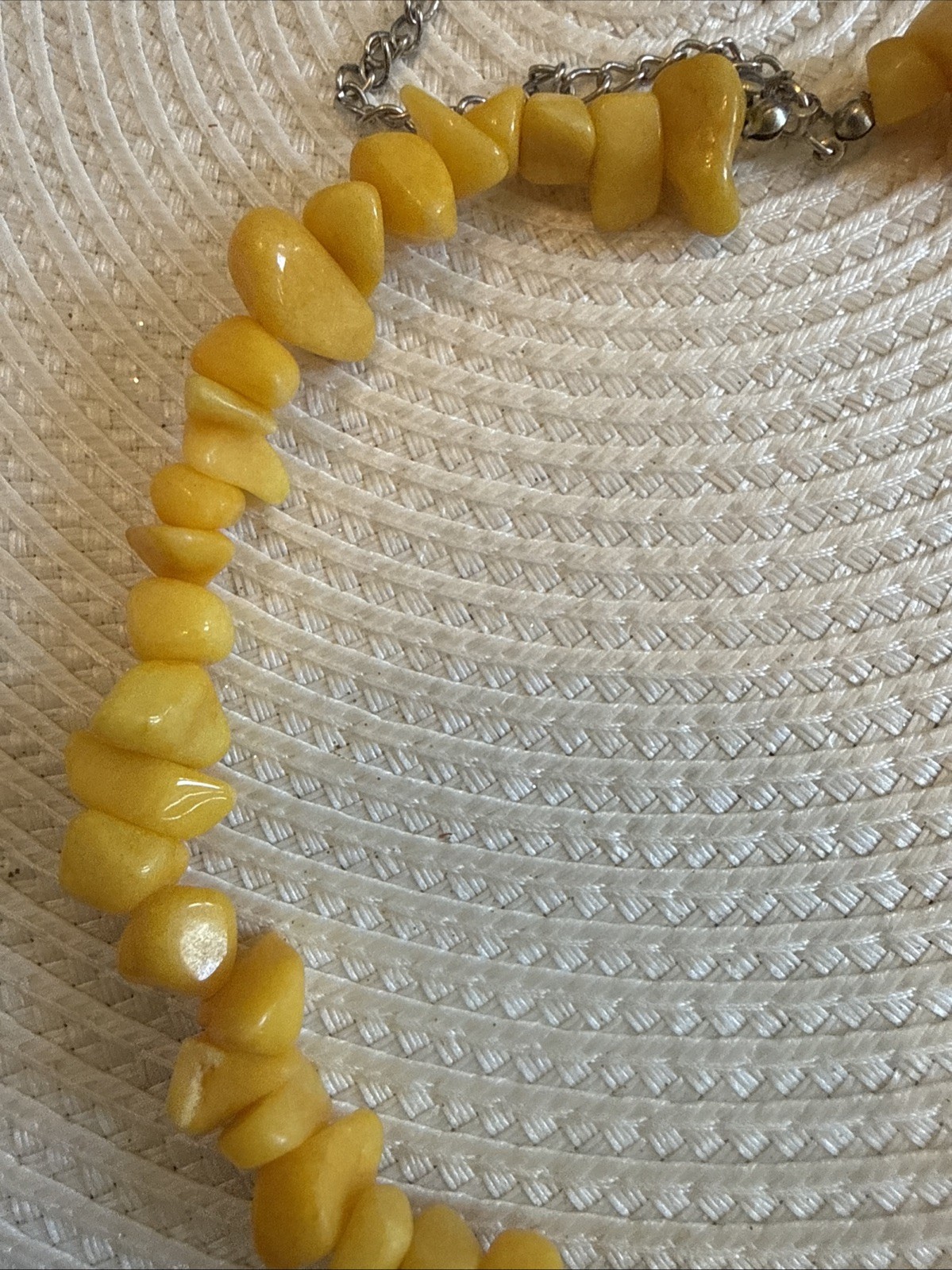 Vintage Raw Amber Butterscotch Necklace 16 Inch Silver Clasp Beautiful Stones
