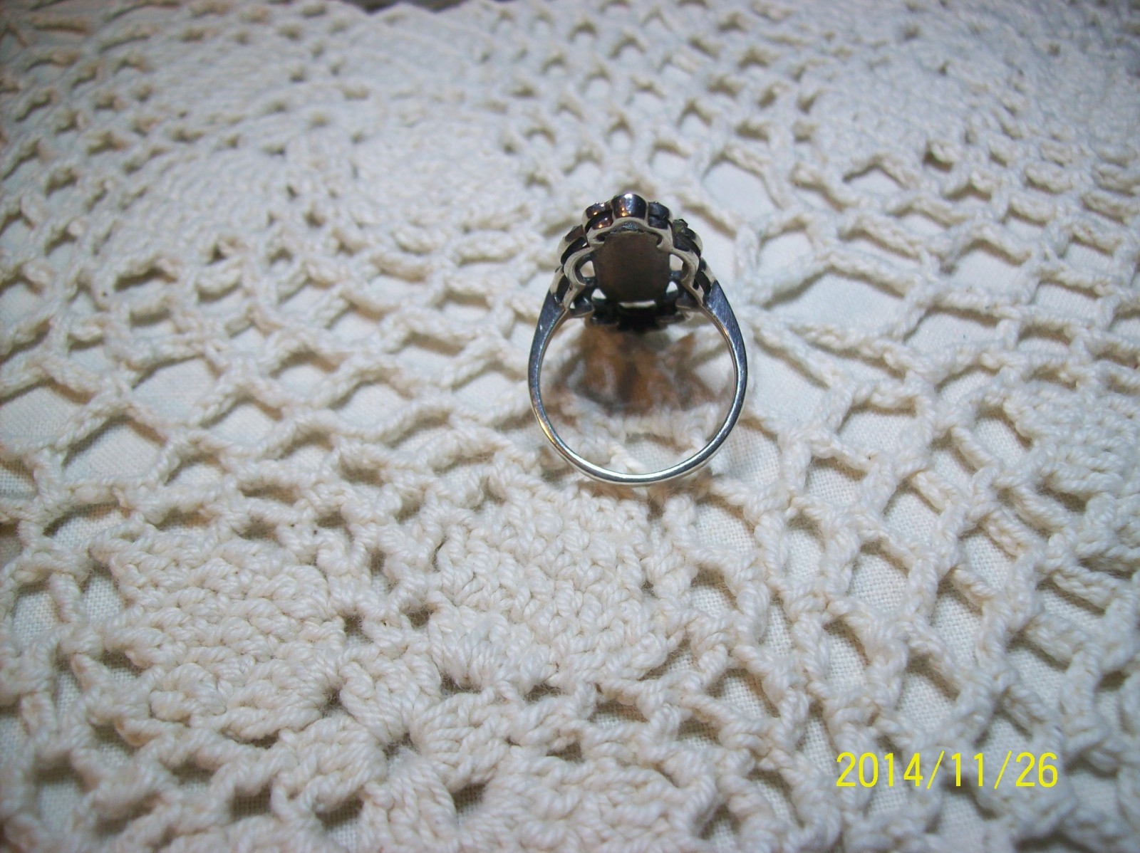 Masala CW Black Onyx & Marcasite Oblong Sterling Silver Filigree Vintage Ring