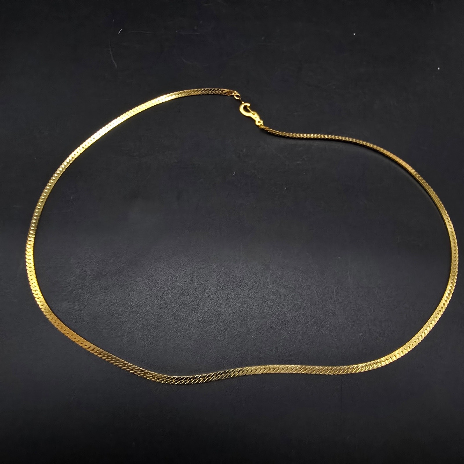 14K Gold Plated Herringbone Chain Necklace Gold Tone 18 Inch Costume Jewelry