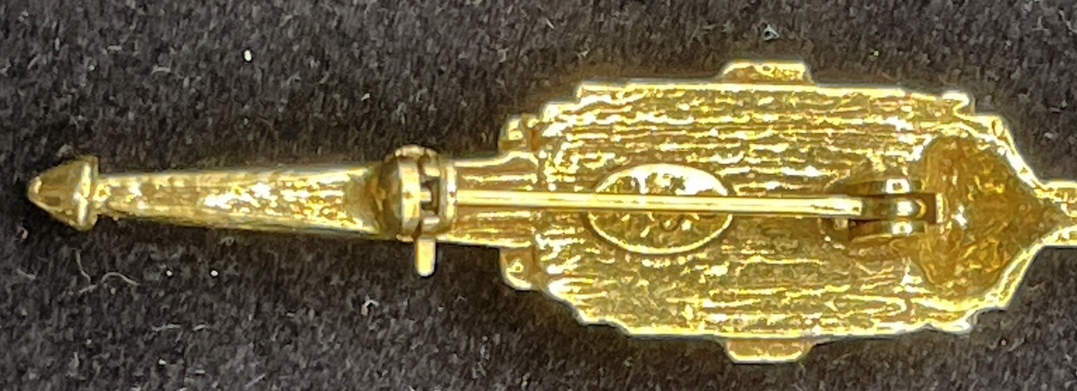 Vintage Goldette Goldtone Lamp Post Pin with Clear Stone