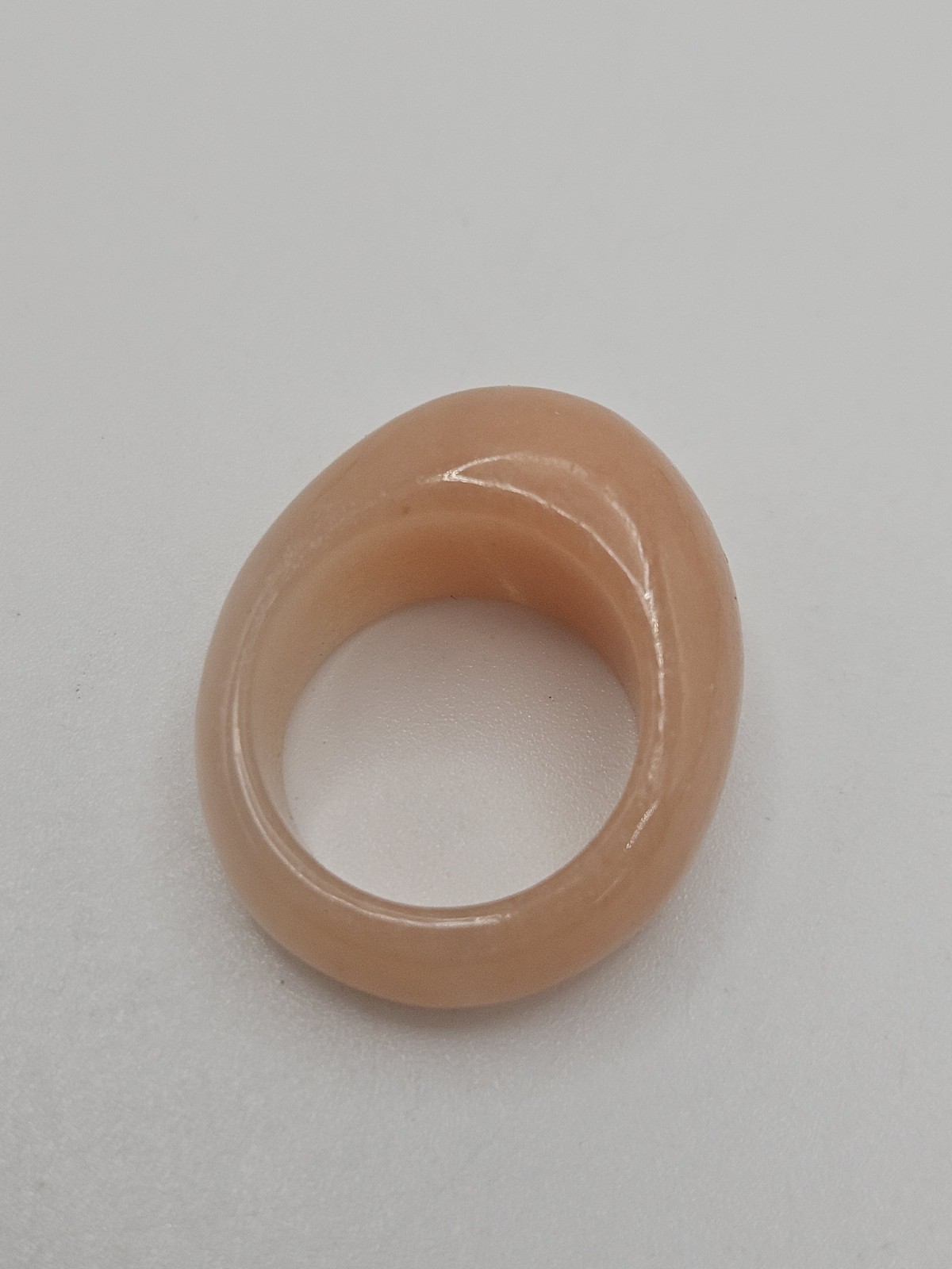 Vintage Solid Peach Color Stone Dome Band Ring Size 5.5