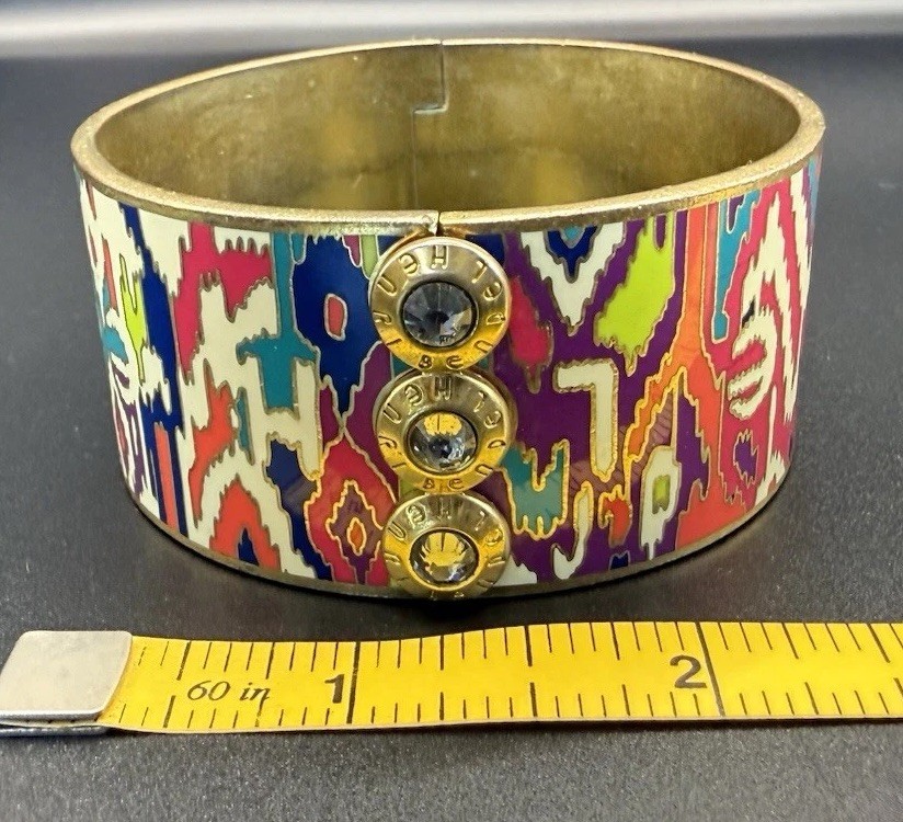 Y2K Henri Bendel Ny Tribal Inspired multicolored Enameled Inkat Bracelet Bangle