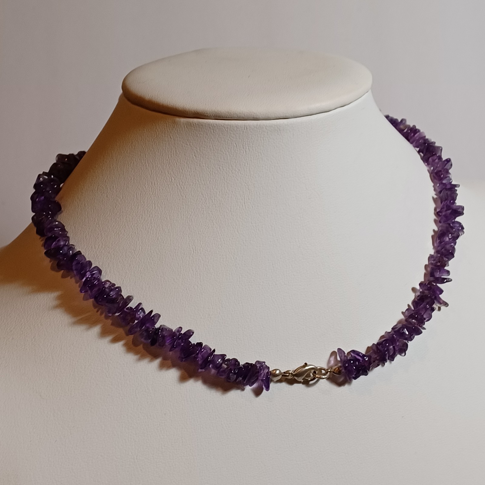 Amethyst Chip Bead Vintage Necklace 17.5 Inch