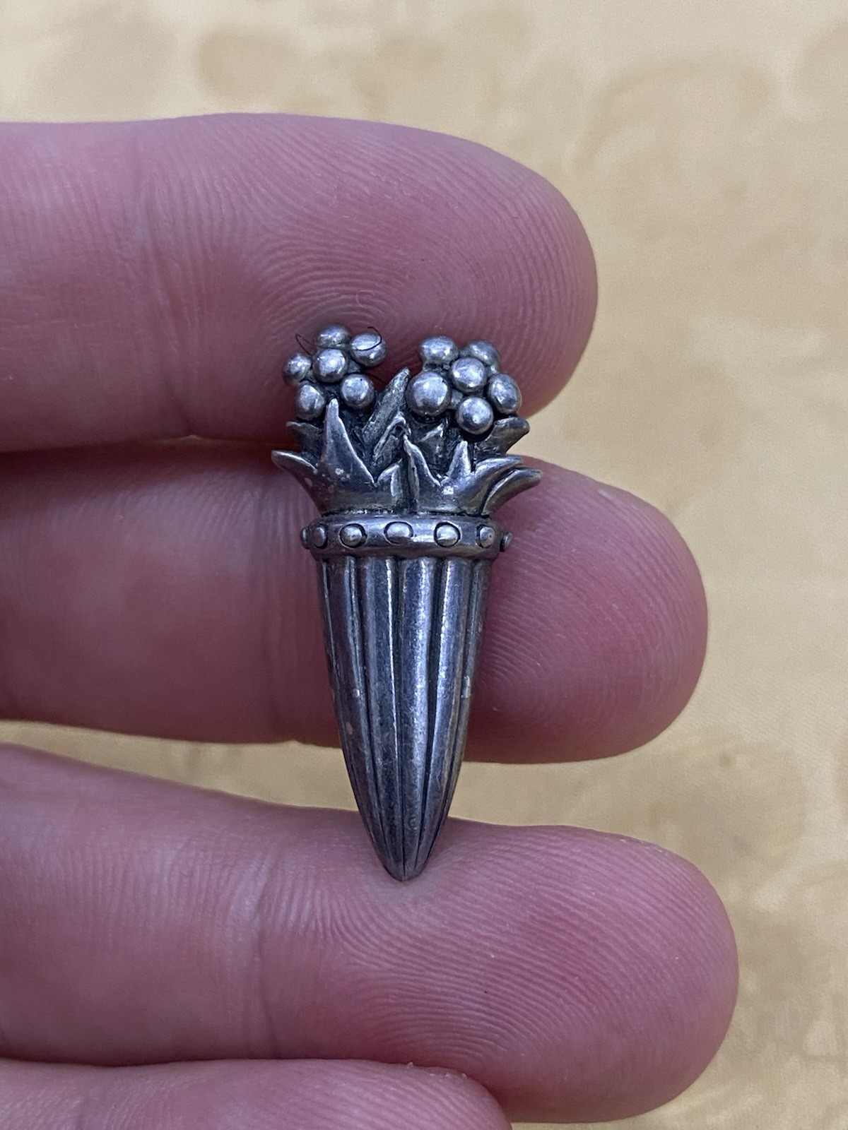 Vintage Sterling Silver 925 Tested Estate Acquired Floral Bouquet Brooch Pin