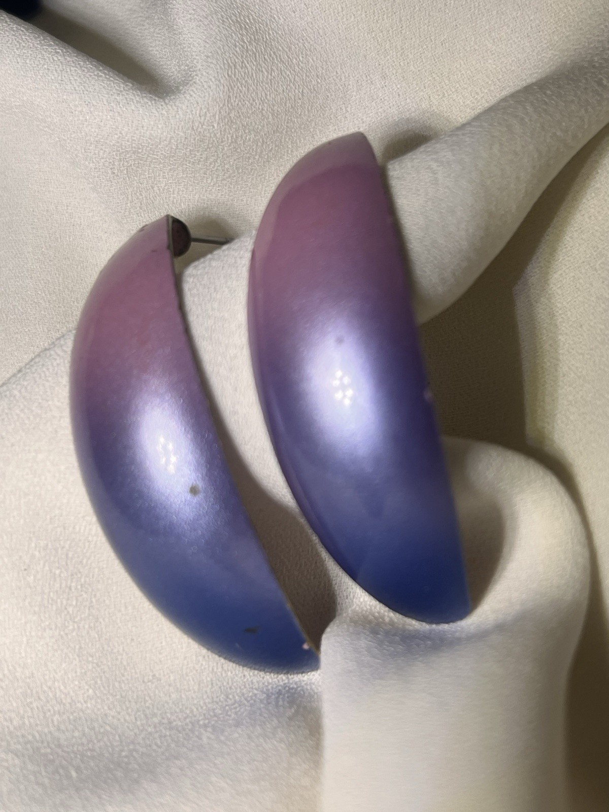 Vintage 80S Hombre, Pink Purple And Blue Retro Statement Earrings
