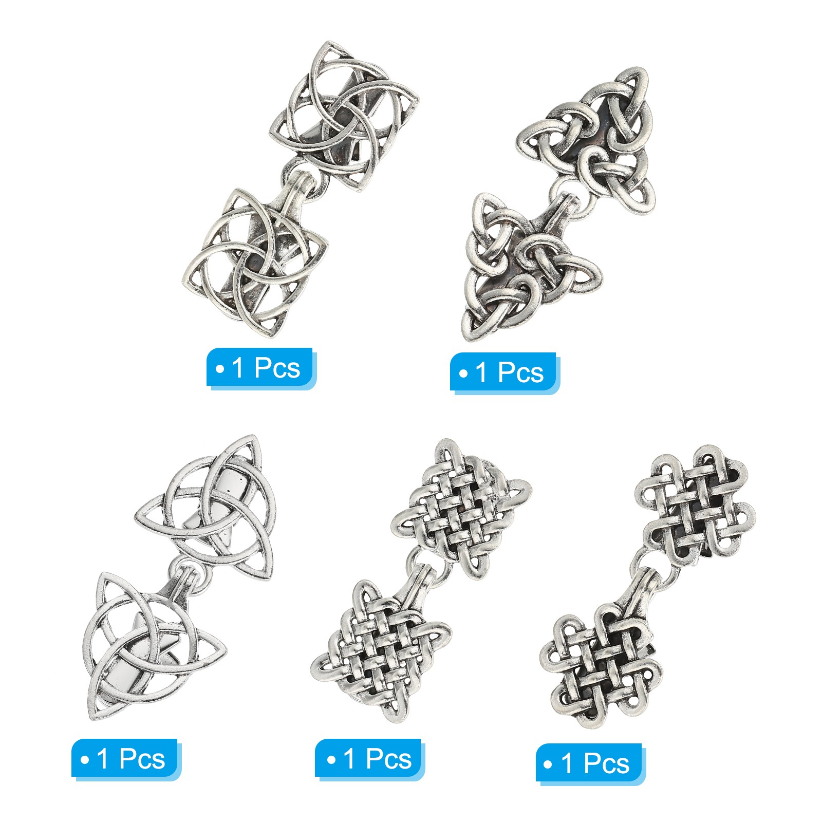 Cloak Clasp Set, 5Pcs Alloy Sweater Clips Retro Cardigan Buckles, Multi Styles