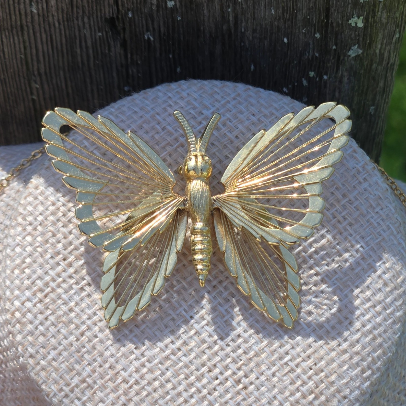 Vintage Monet Butterfly Brooch Gold Tone signed Pin Statement Minimalist jewelry