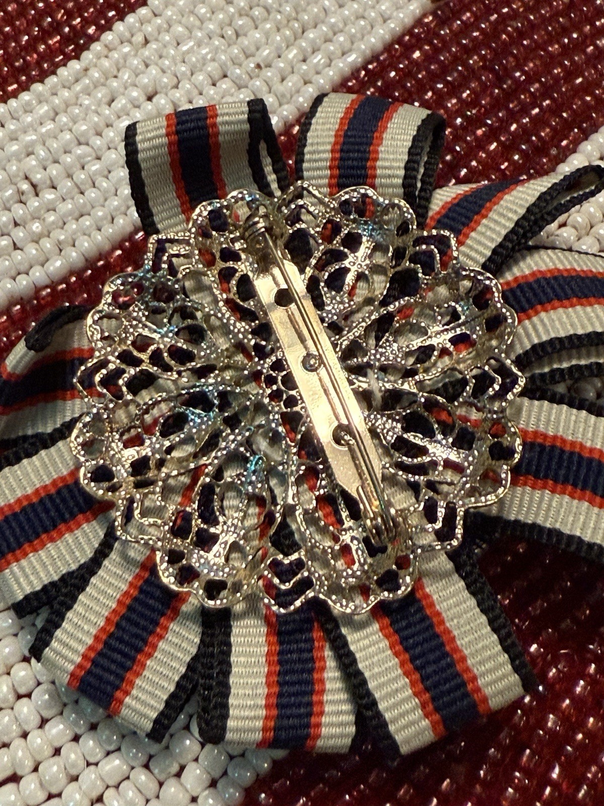 VTG 3 1/2” RED, WHITE & BLUE PATRIOTIC PIN – Costume Jewelry
