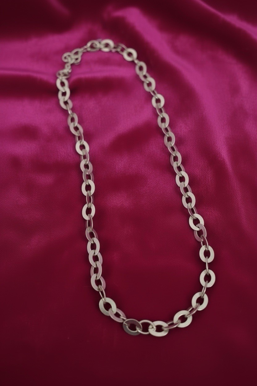 Vintage 925 Sterling Silver Flat Oval Cable Link Chain By PC 20”