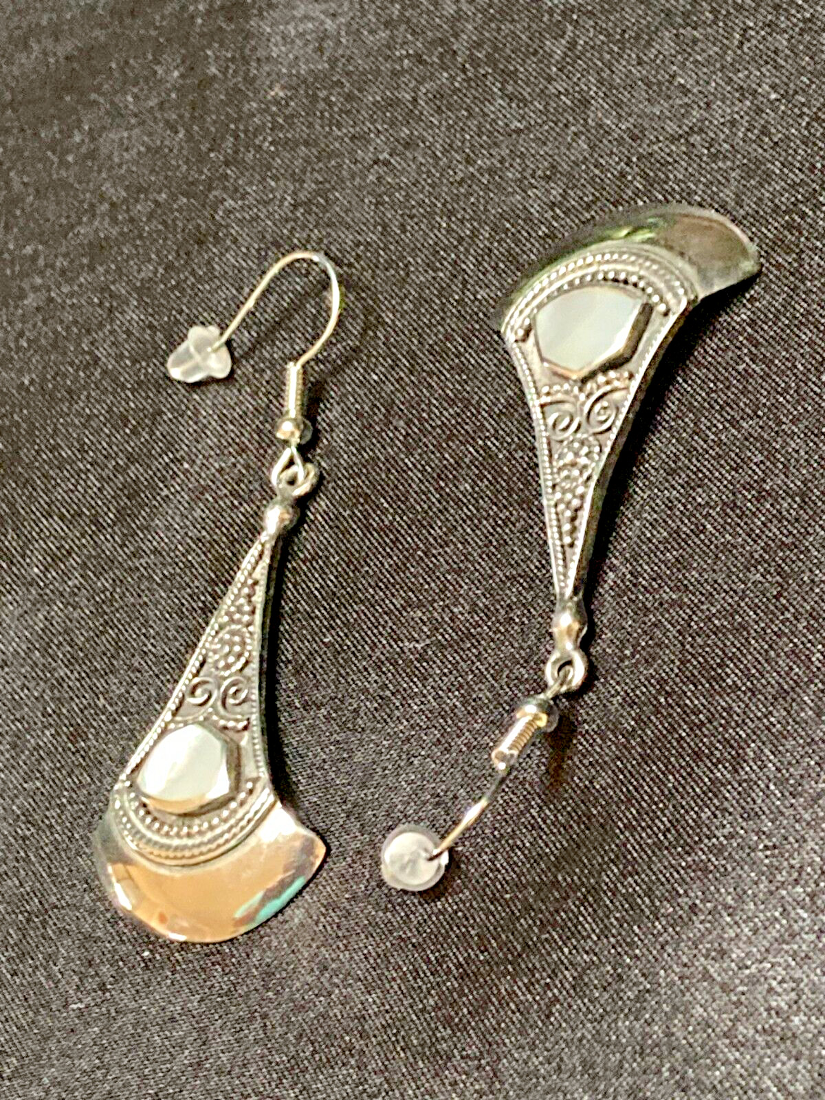 Vintage May Company Dept Store Sterling Silver Mother Of Pearl Drop Earrings