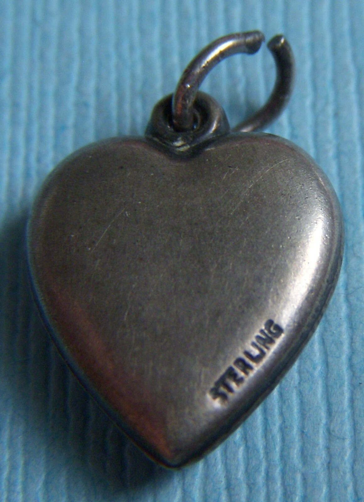 Vintage two hearts and flower puffy heart sterling charm