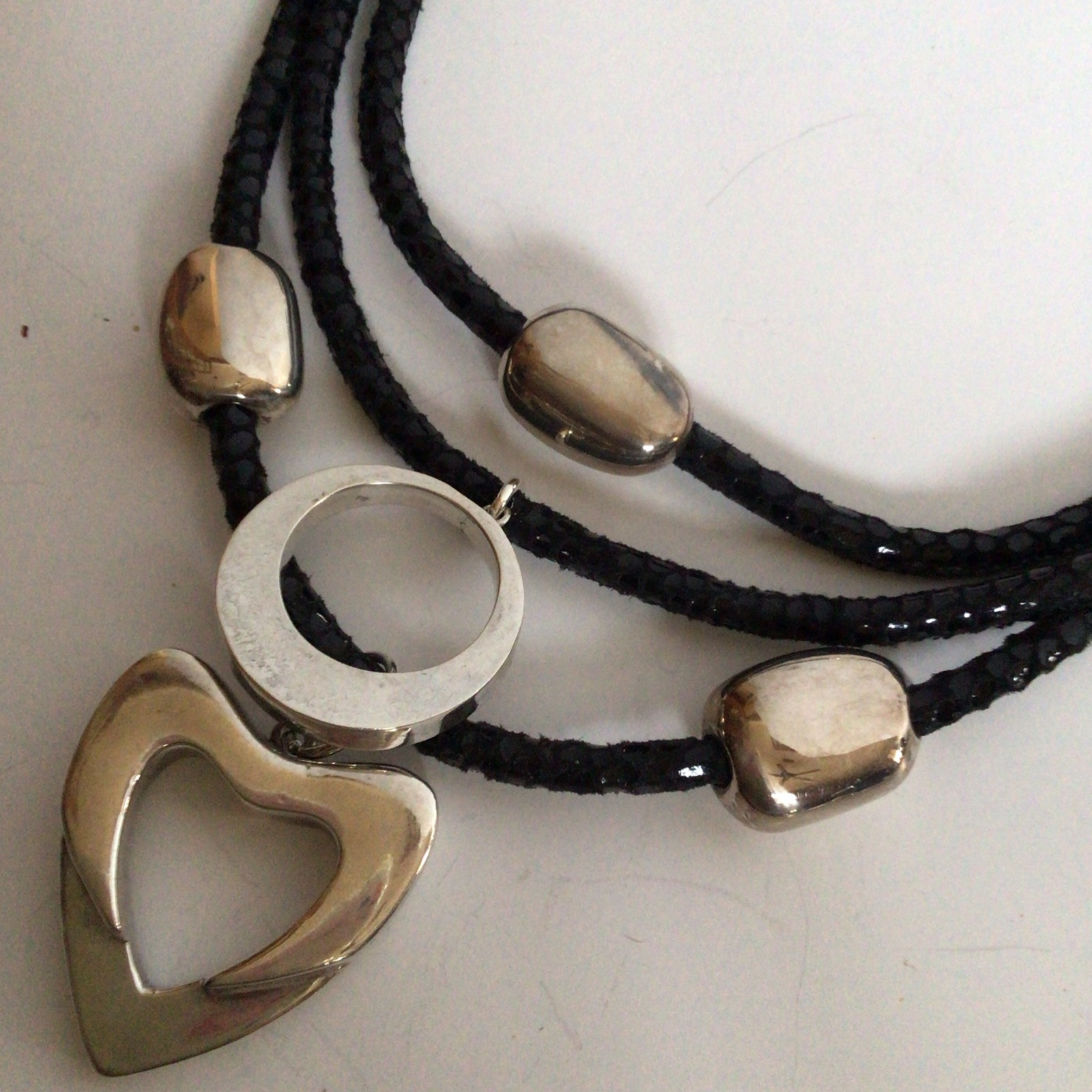 GORGEOUS SEBBAG VON MUSULIN NECKLACE PENDANTS STERLING BEAUTIFUL HEART & CIRCLE