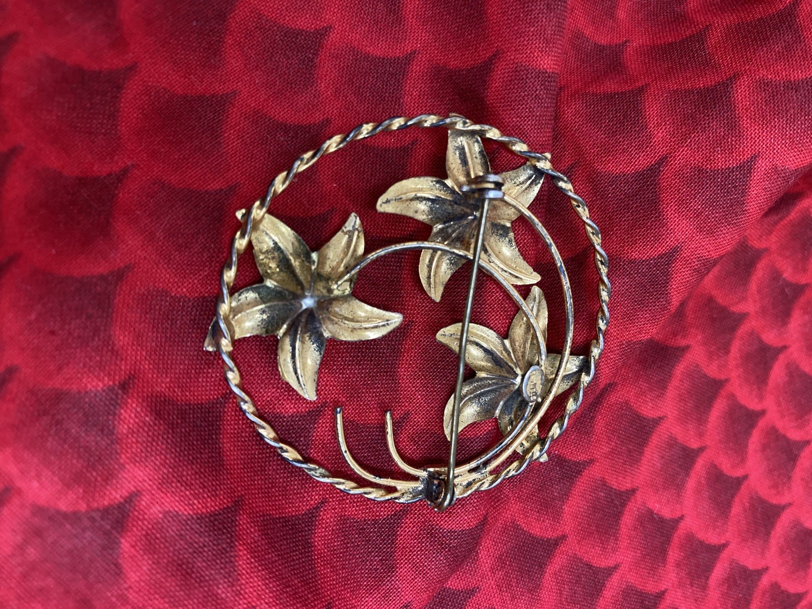 2 VINTAGE STERLING GOLD WASH BROOCH/PIN – FLORAL & VICTORIAN LADY