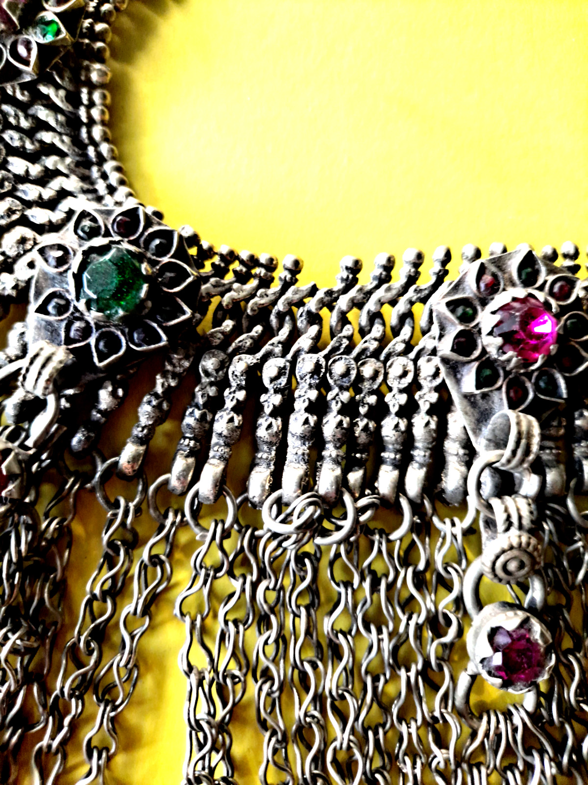 Vint Cascade Afghani Necklace Huge Fringe Afghanistan Necklace Heavy Authentic