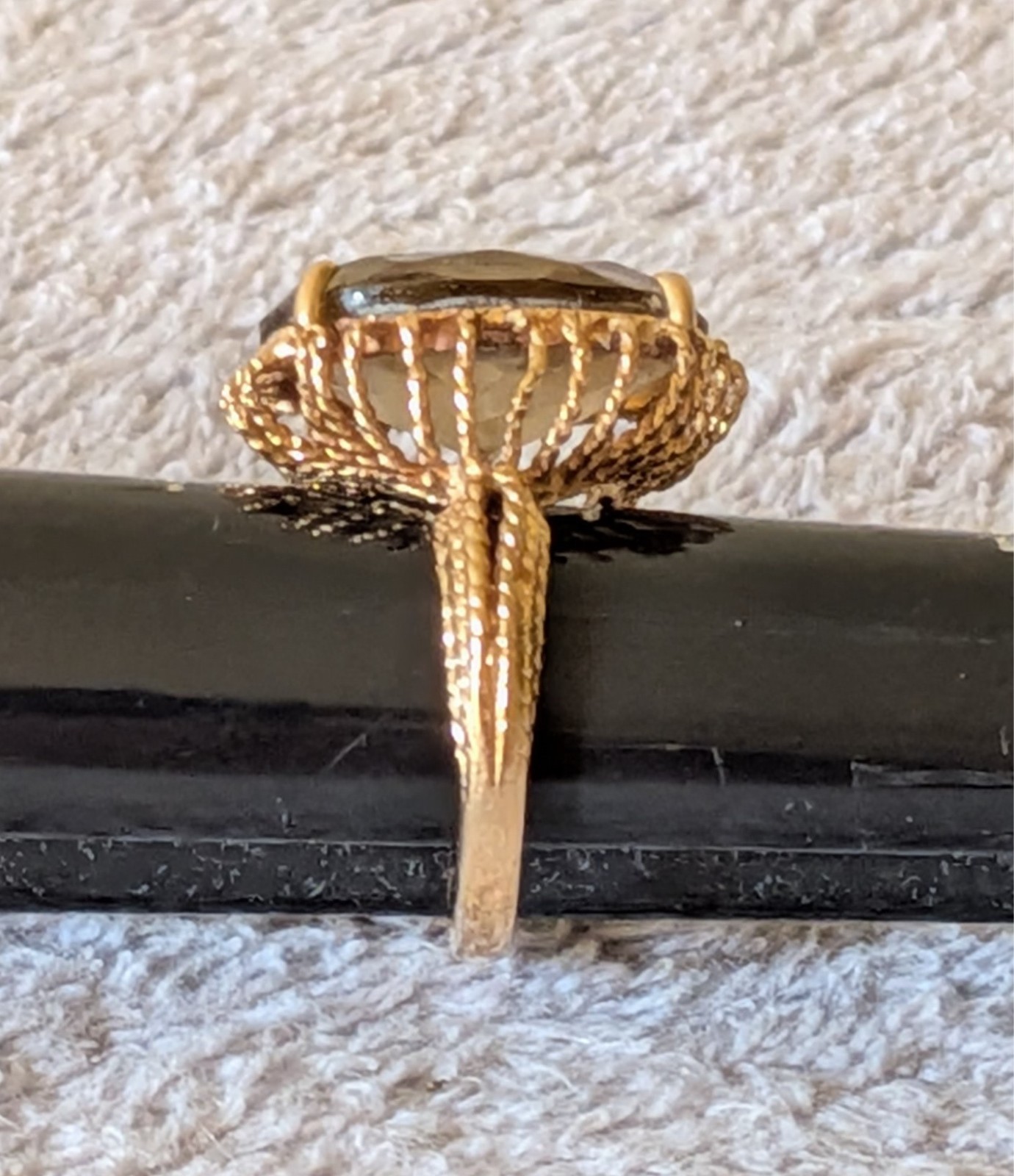 10k Solid Gold Filagree Citrine Cocktail Ring Sz 4.25 Tested 4.3 grm