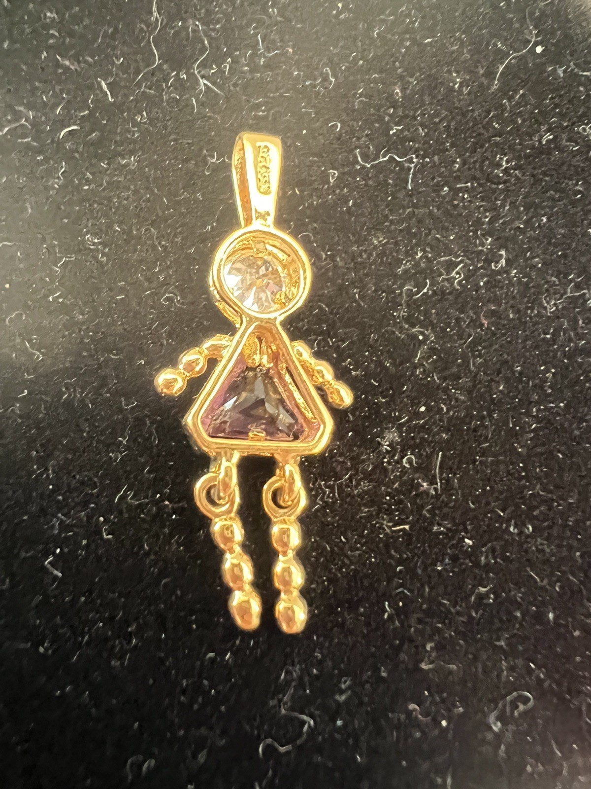 Gold Tone 925 Silver February Birthstone Girl Child Pendant Charm Purple