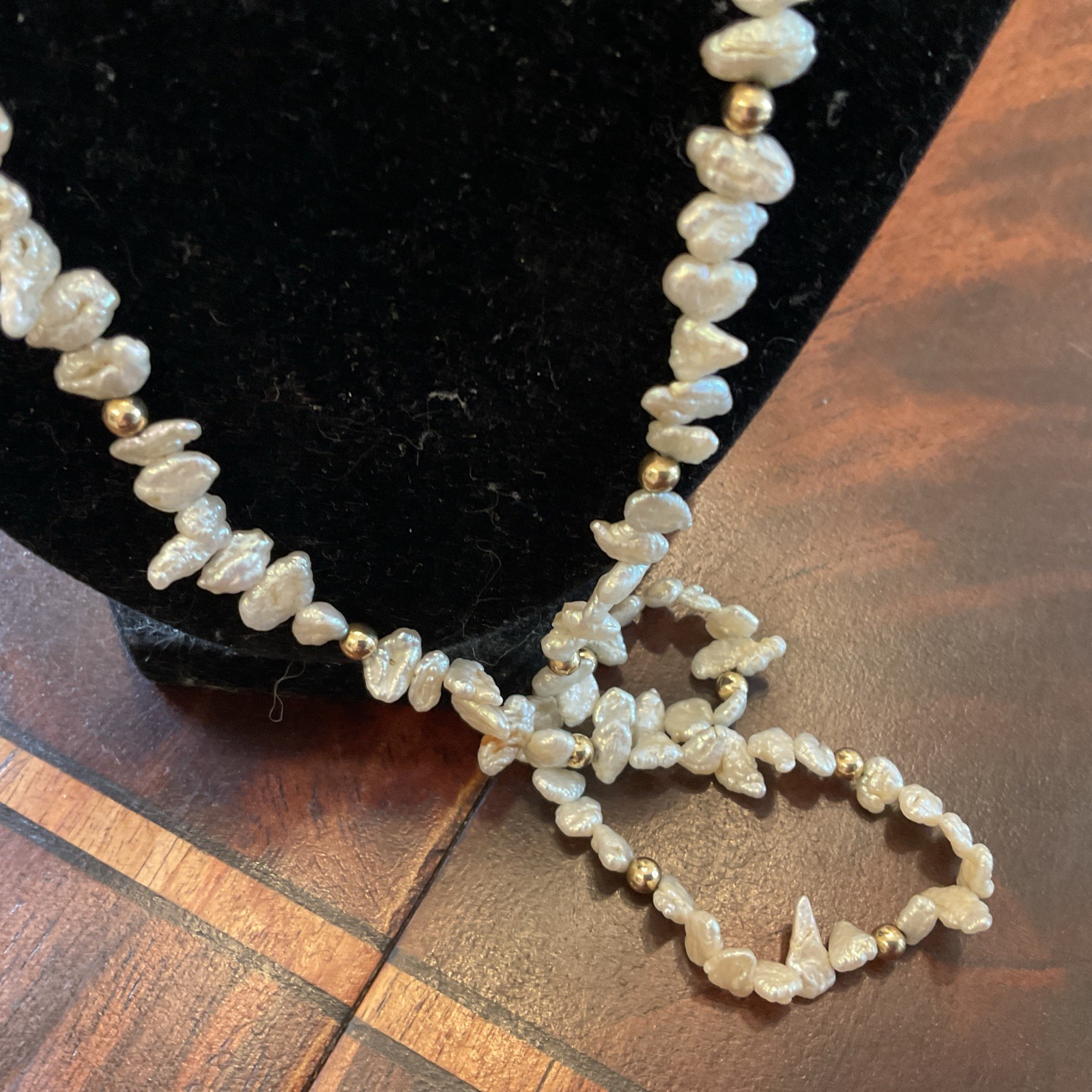 14K Gold&Rice Pearl Necklace 31” Long Convertible Single or Double Strand,21.56g