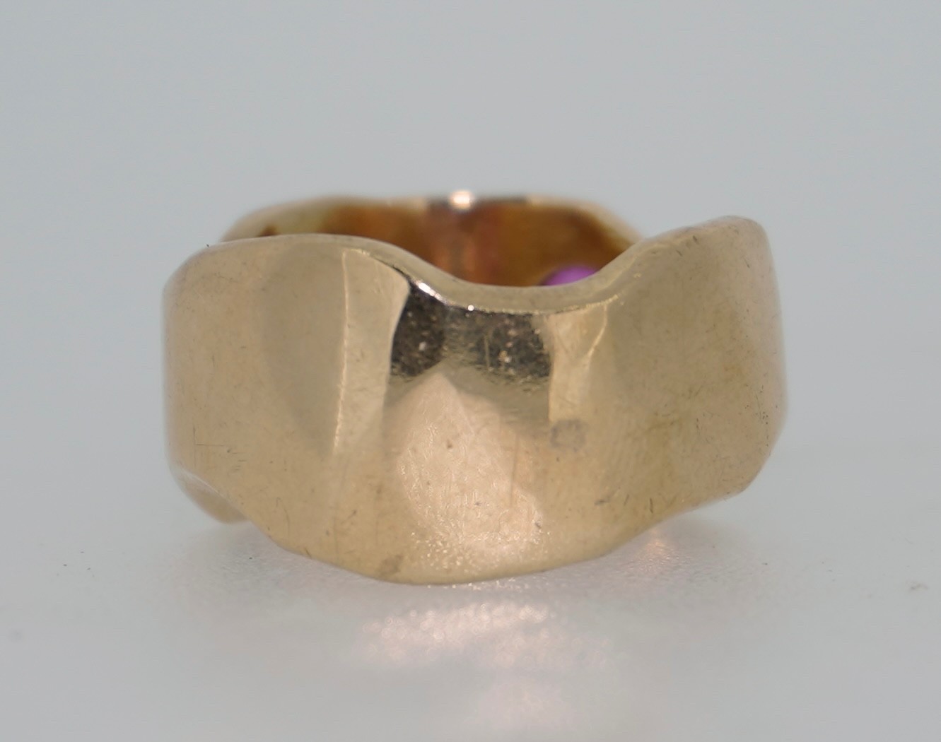 Thick Ruby & Sapphire 14K Gypsy Owl Ring