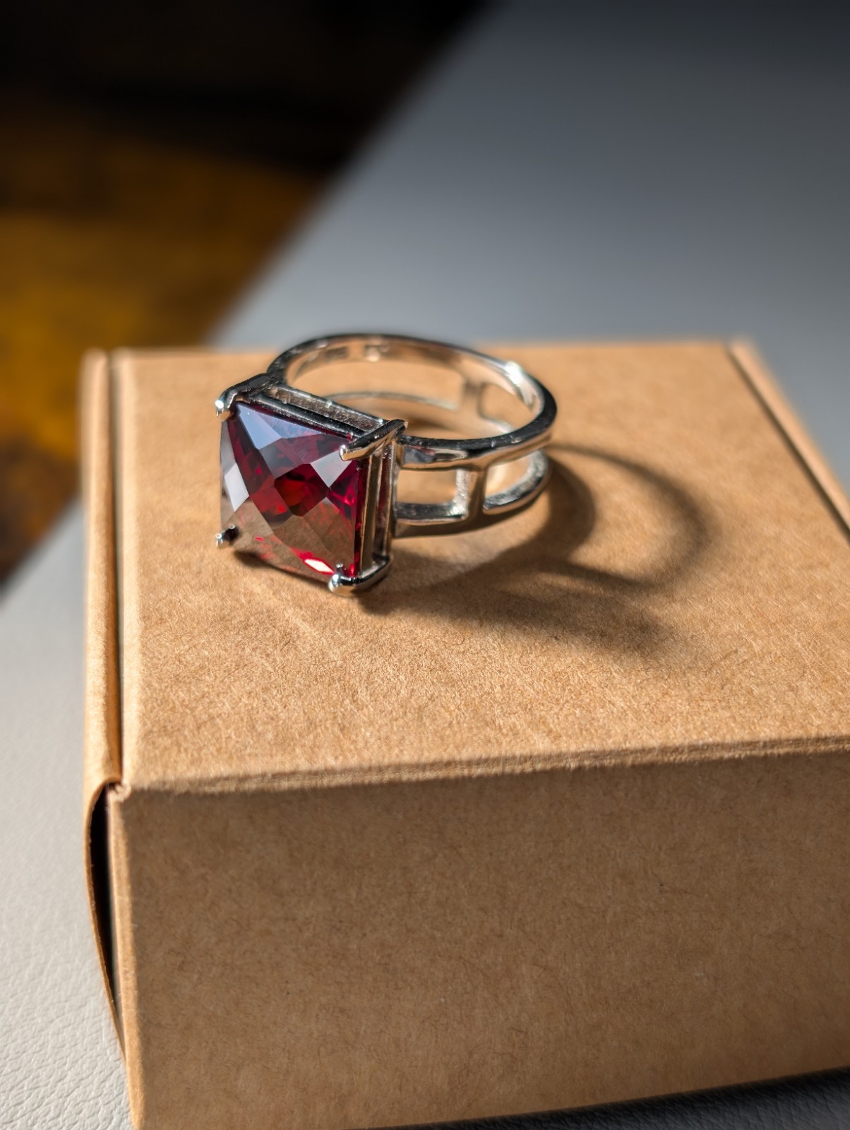 Sterling Silver 7Grams DBJ Dee Berkley Jewelry Garnet Red CZ Square Cut Ring S8