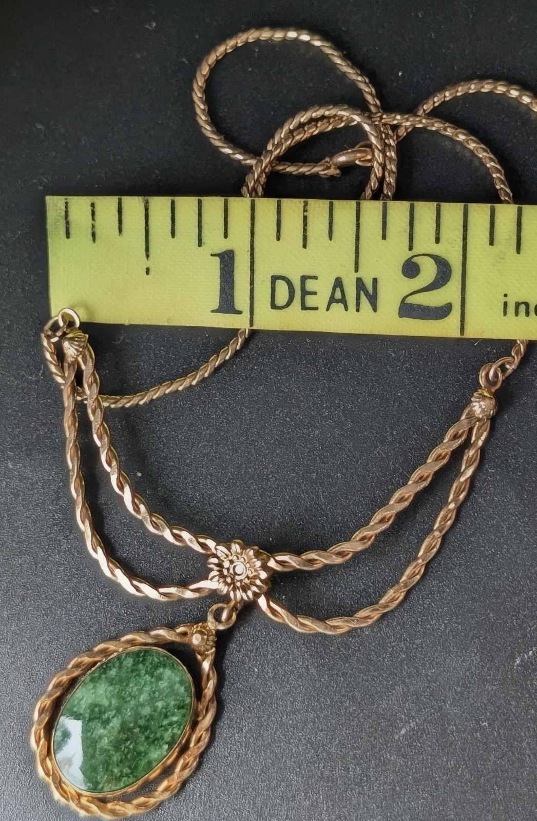 Antique R.F. Simmons 12K Gold Fill Nephrite Jade Festoon Necklace Edwardian Styl