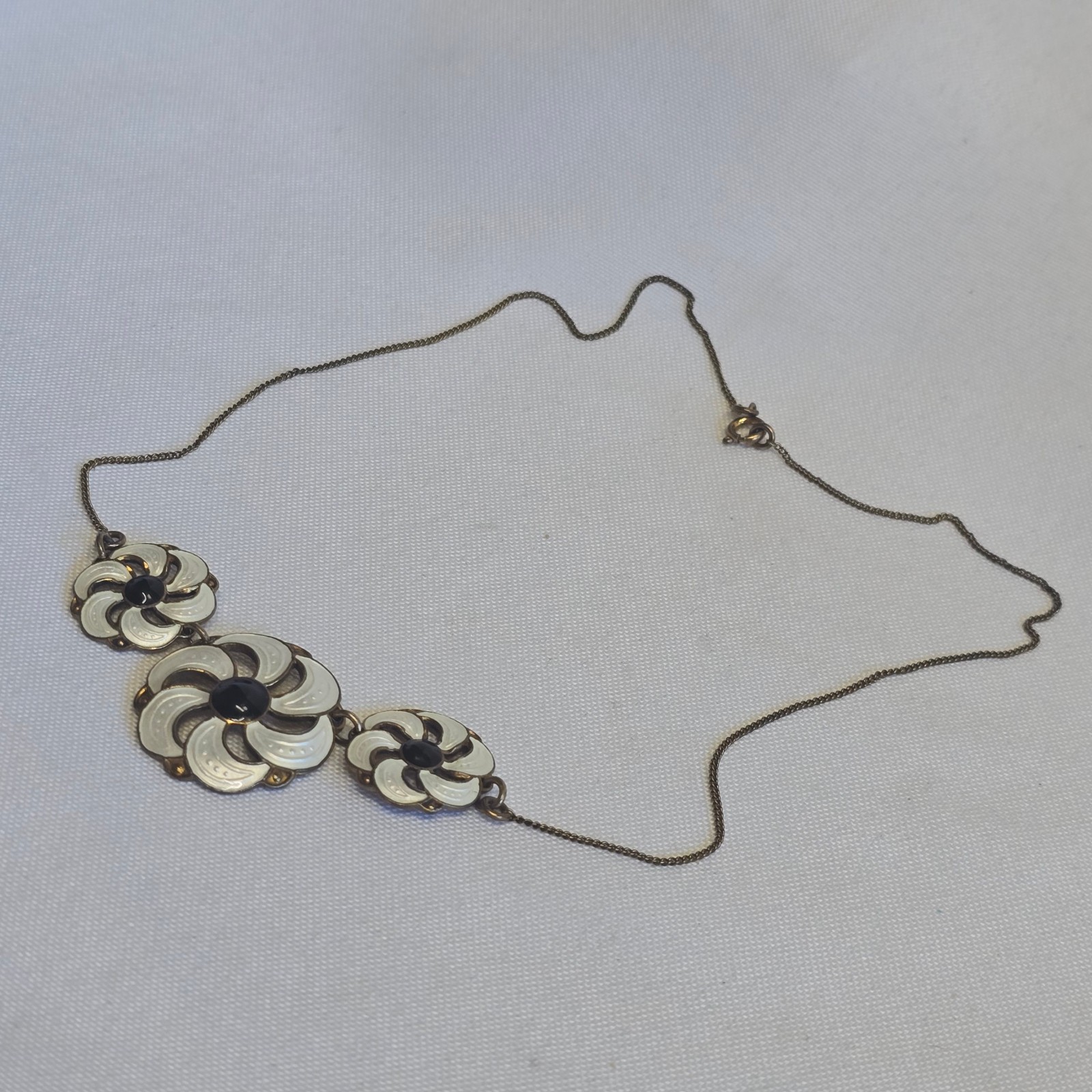 Vtg Sterling Silver Gold Wash Floral Necklace 11.17g Fine Jewelry 16.75″ Chain