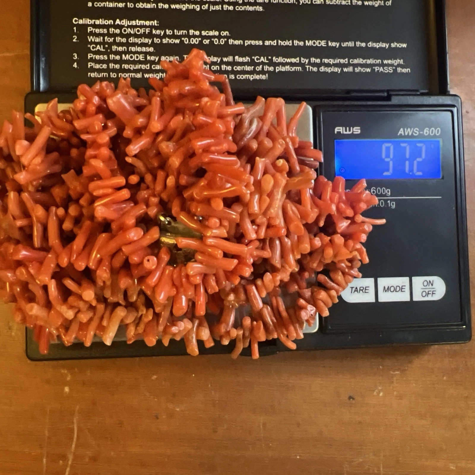 2 Vintage Mid-Century Orange Mediterranean Coral Necklaces 97 grams 8″ and 16″
