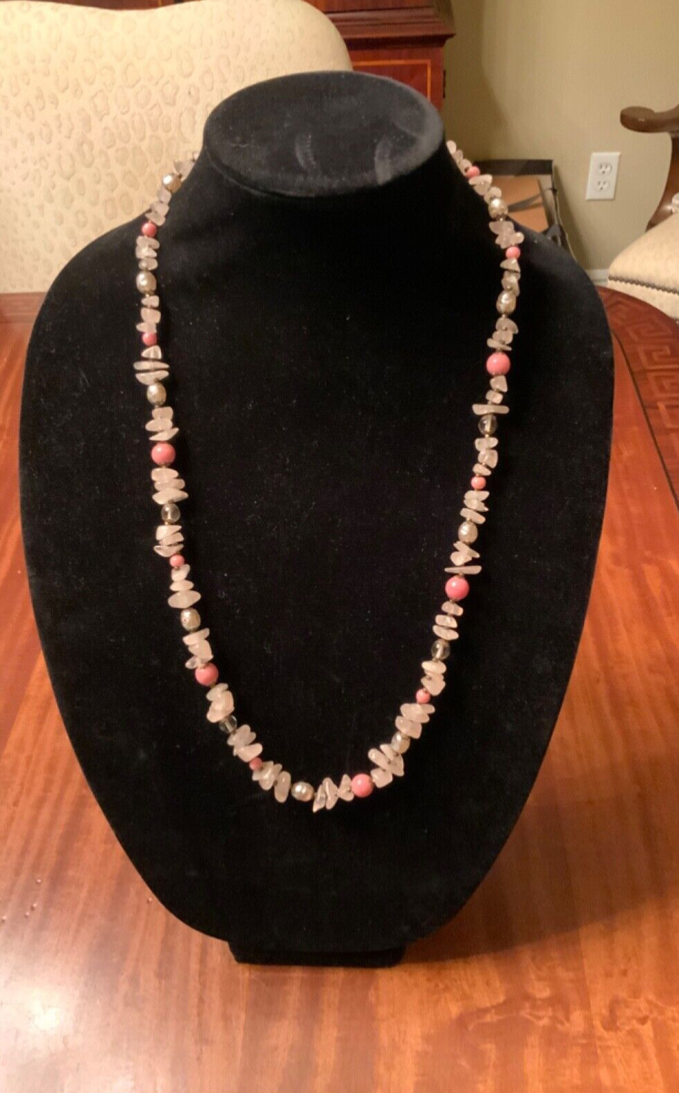 Miriam Haskell Pink Glass Faux Pearl Miriam Haskell Beaded 29 Inch Necklace
