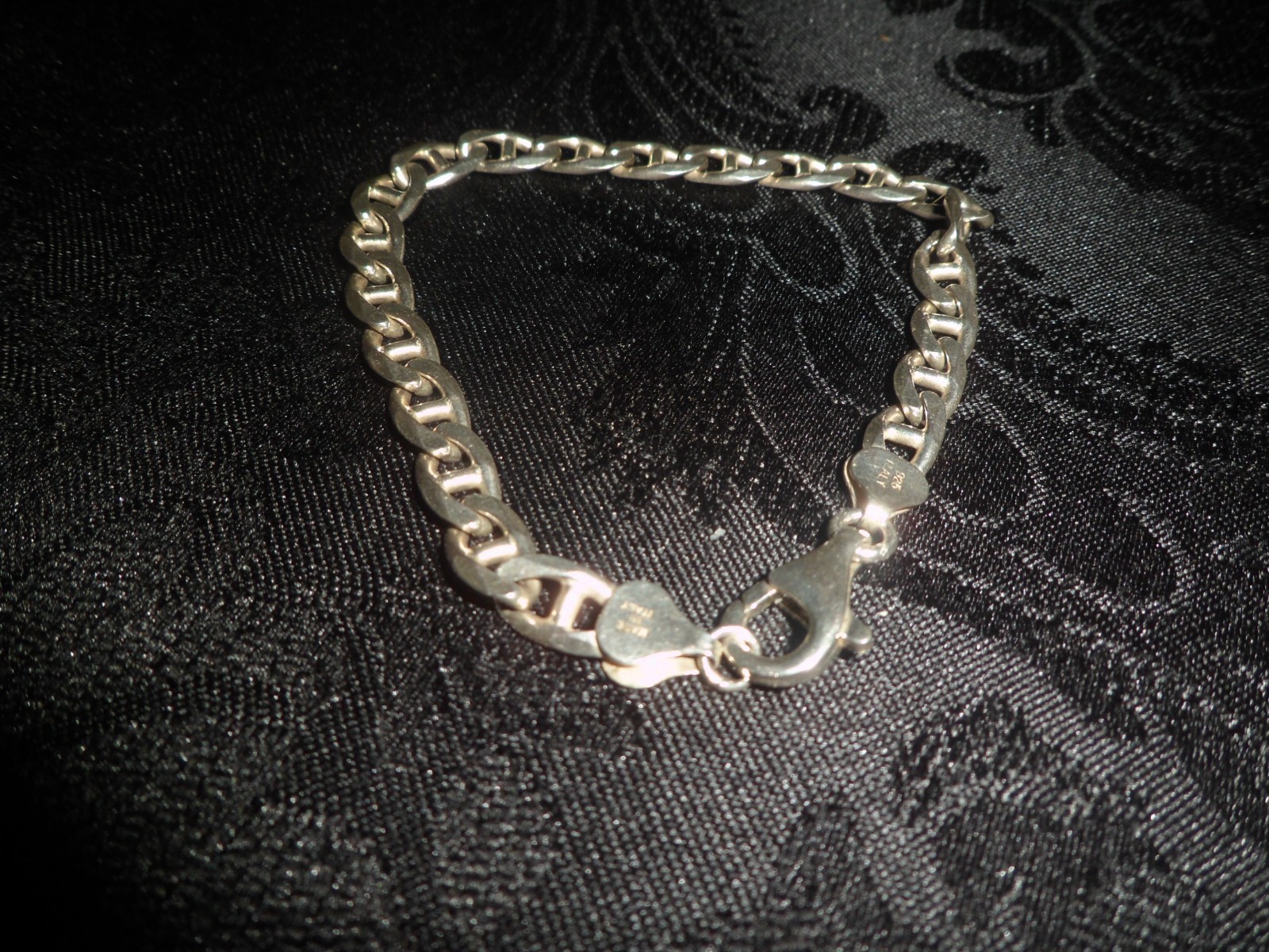 .925 Sterling Silver Vintage Italy Anchor Mariner Link Bracelet 8.25″