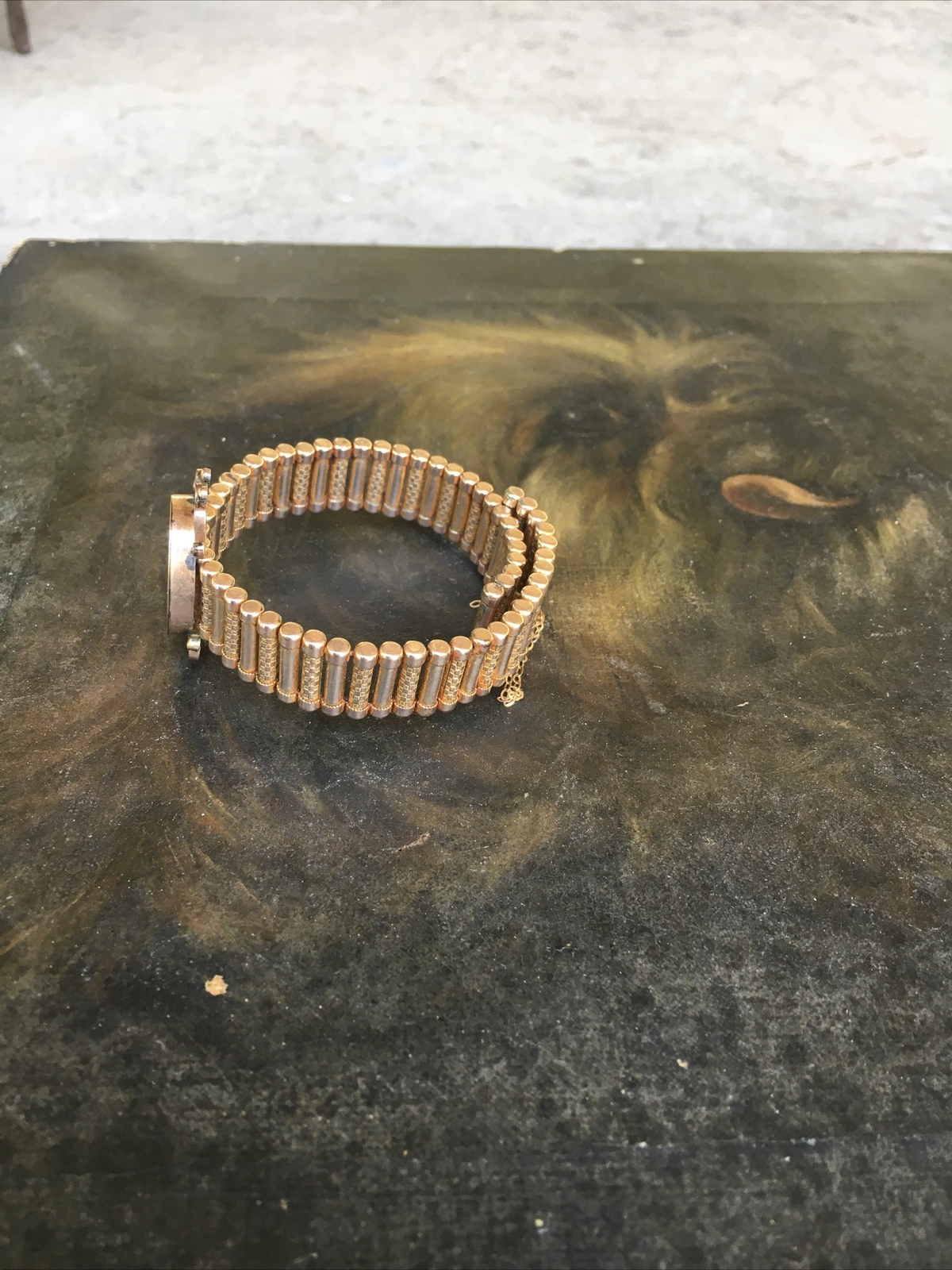 ANTIQUE GOLD FILLED EXPANDING VICTORIAN STYLE HUNTING BRACELET FINELY DETAILED