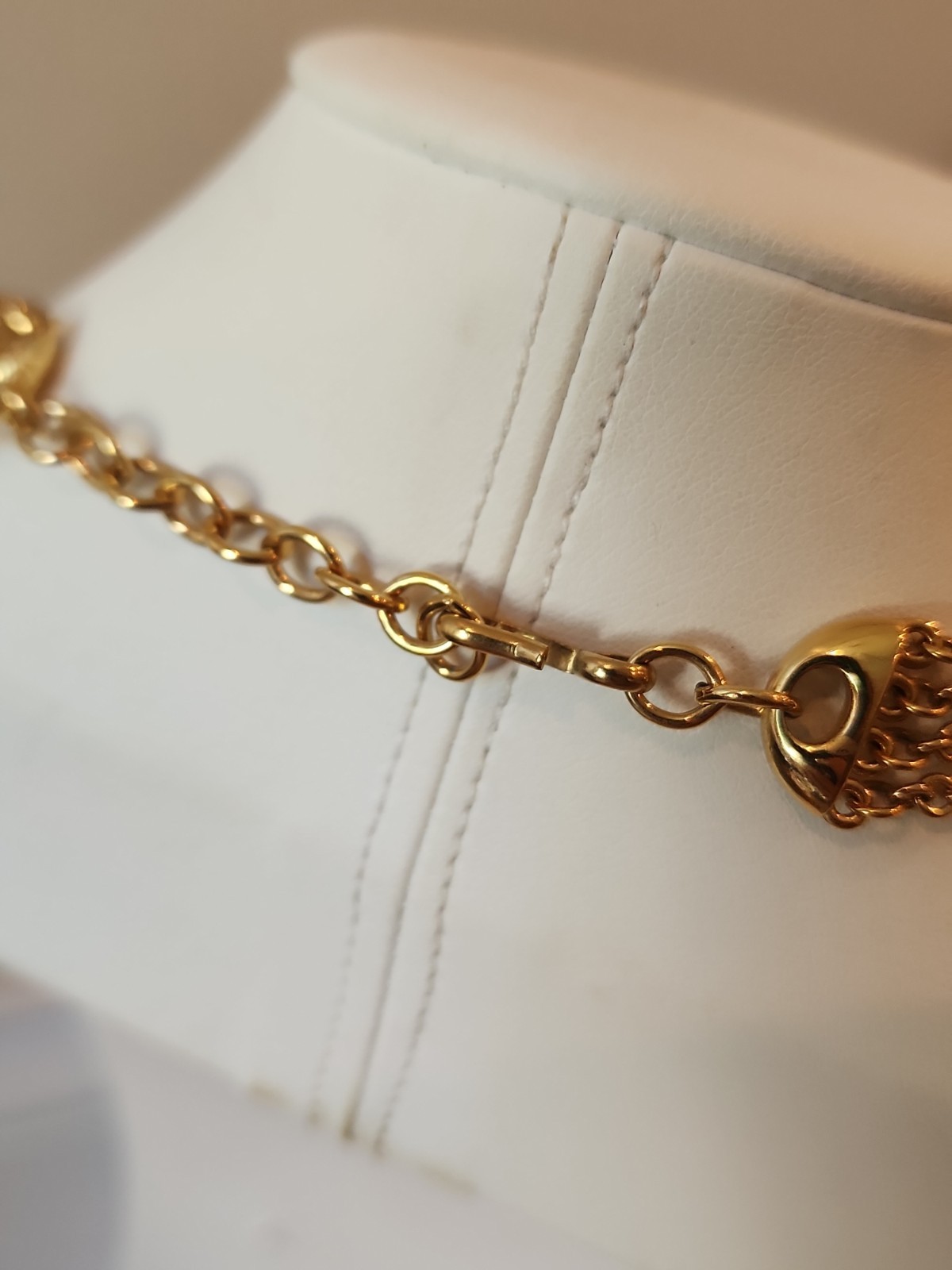 Vintage Monet 4 Strand Mesh Chain Gold Tone Statement Choker Pendant Necklace