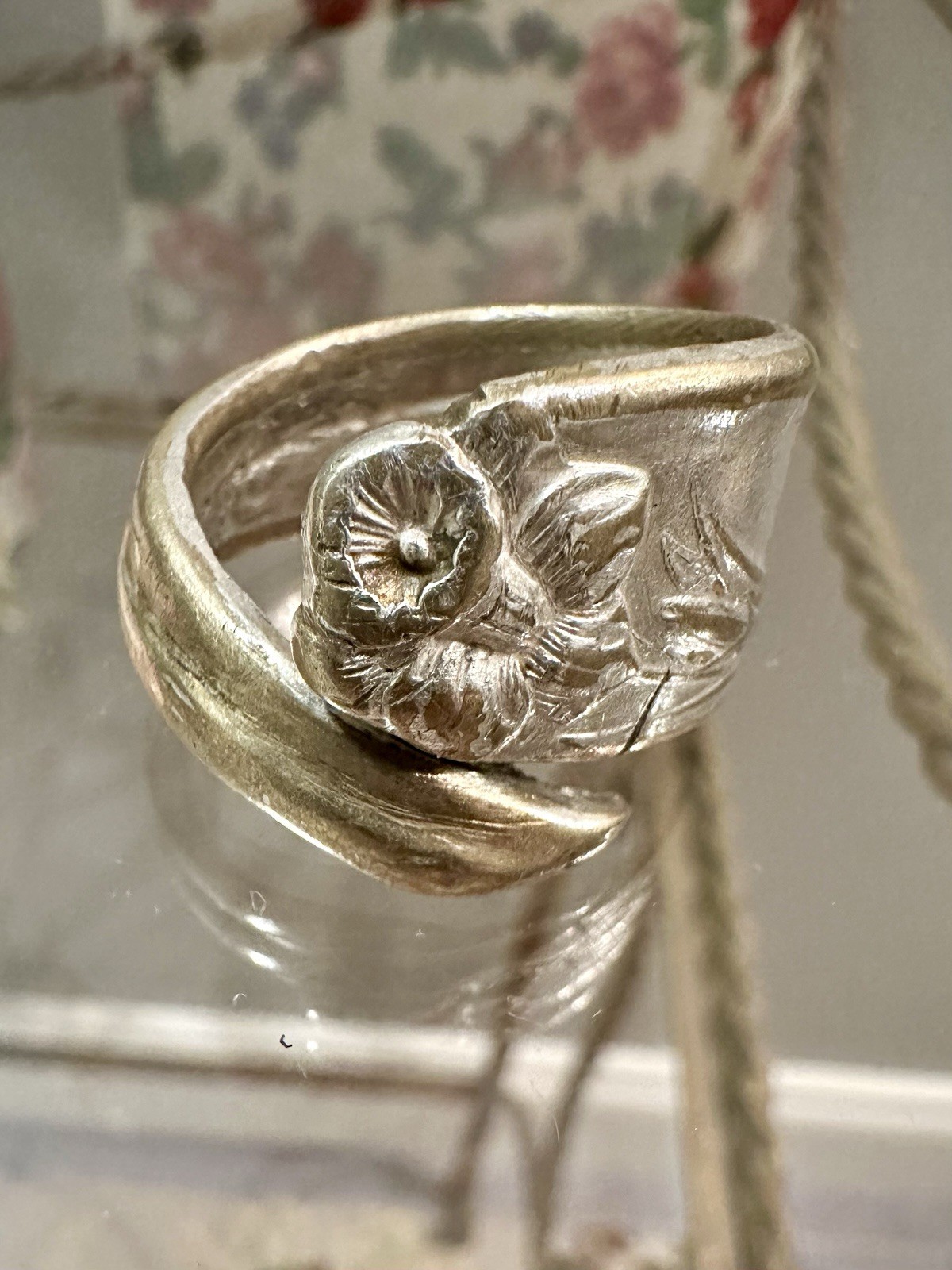 Vintage Rogers SilverPlate Daffodil Spoon Ring Size 9