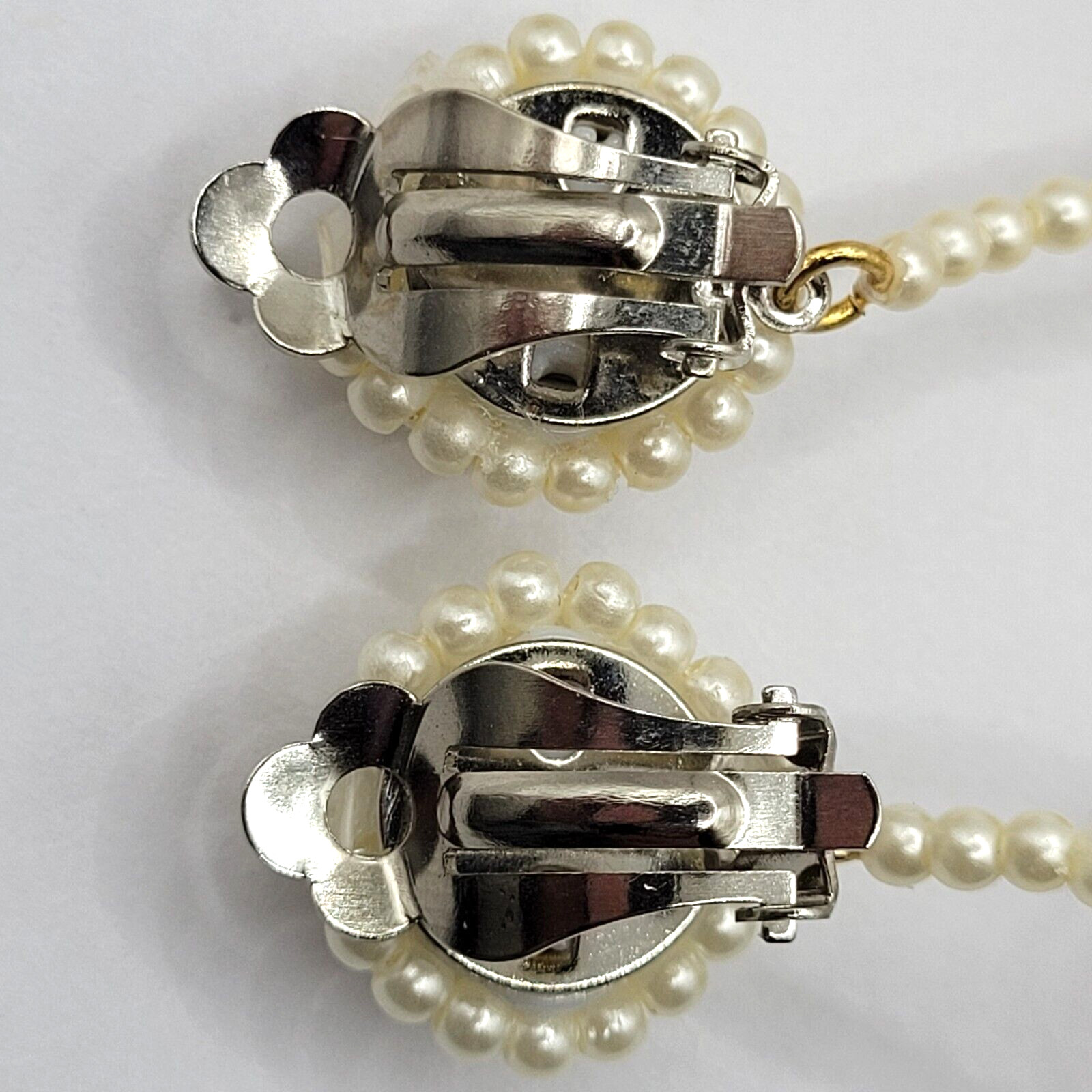 Unique Ball Drop Dangle with Faux Pearl Long Beaded Costume Clip On Earrings