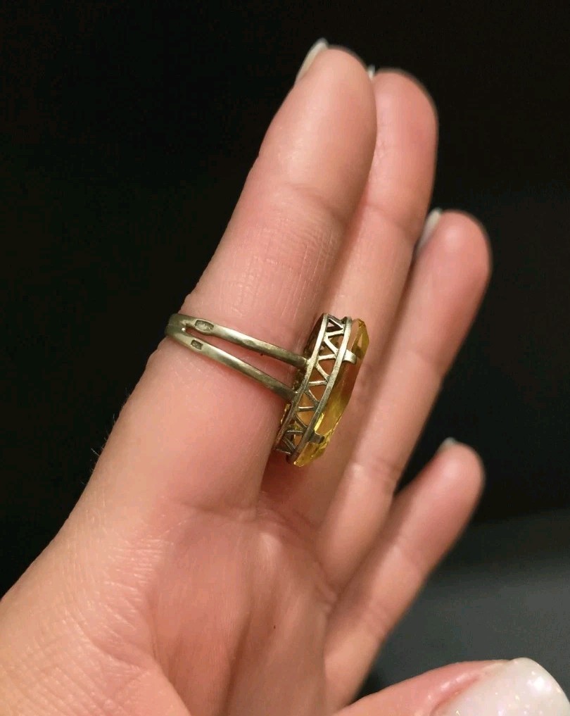 Vintage Gilt Silver Engagement Ring 875 soviet Women’s Jewelry