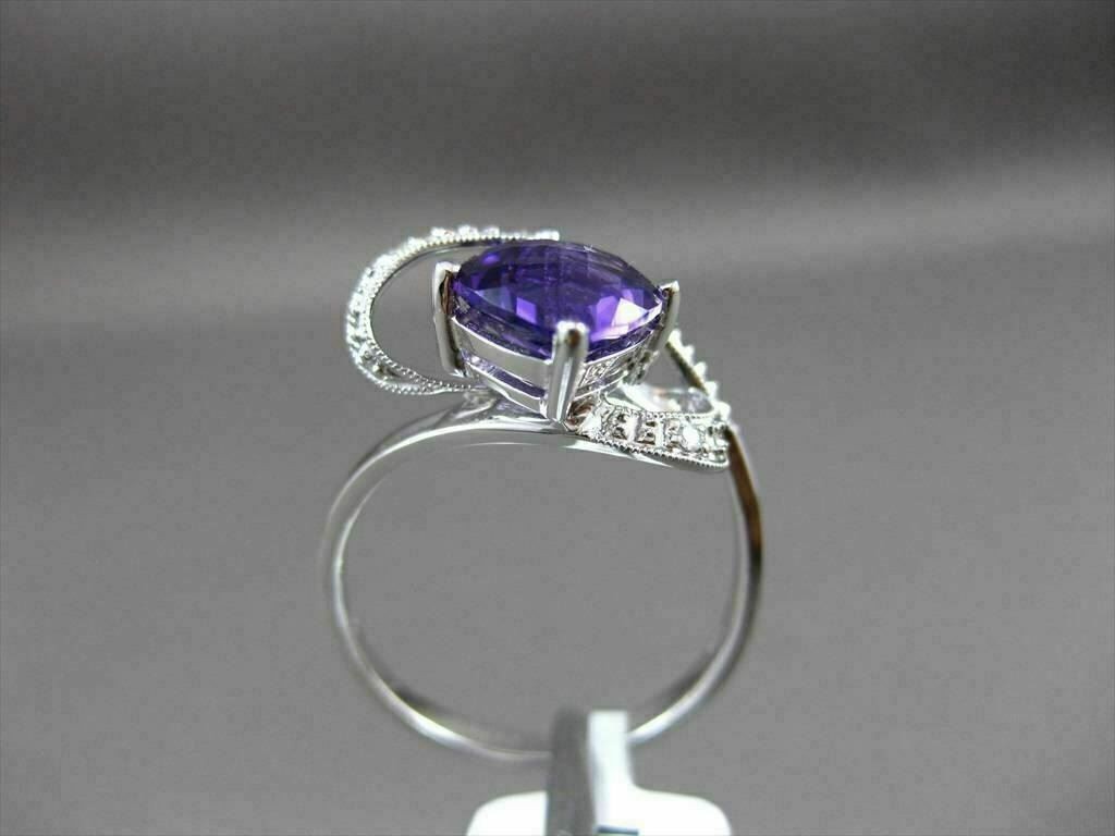 ESTATE LARGE 1.52CTW DIAMOND & AAA AMETHYST 14KT WHITE GOLD FLOATING 3D RING