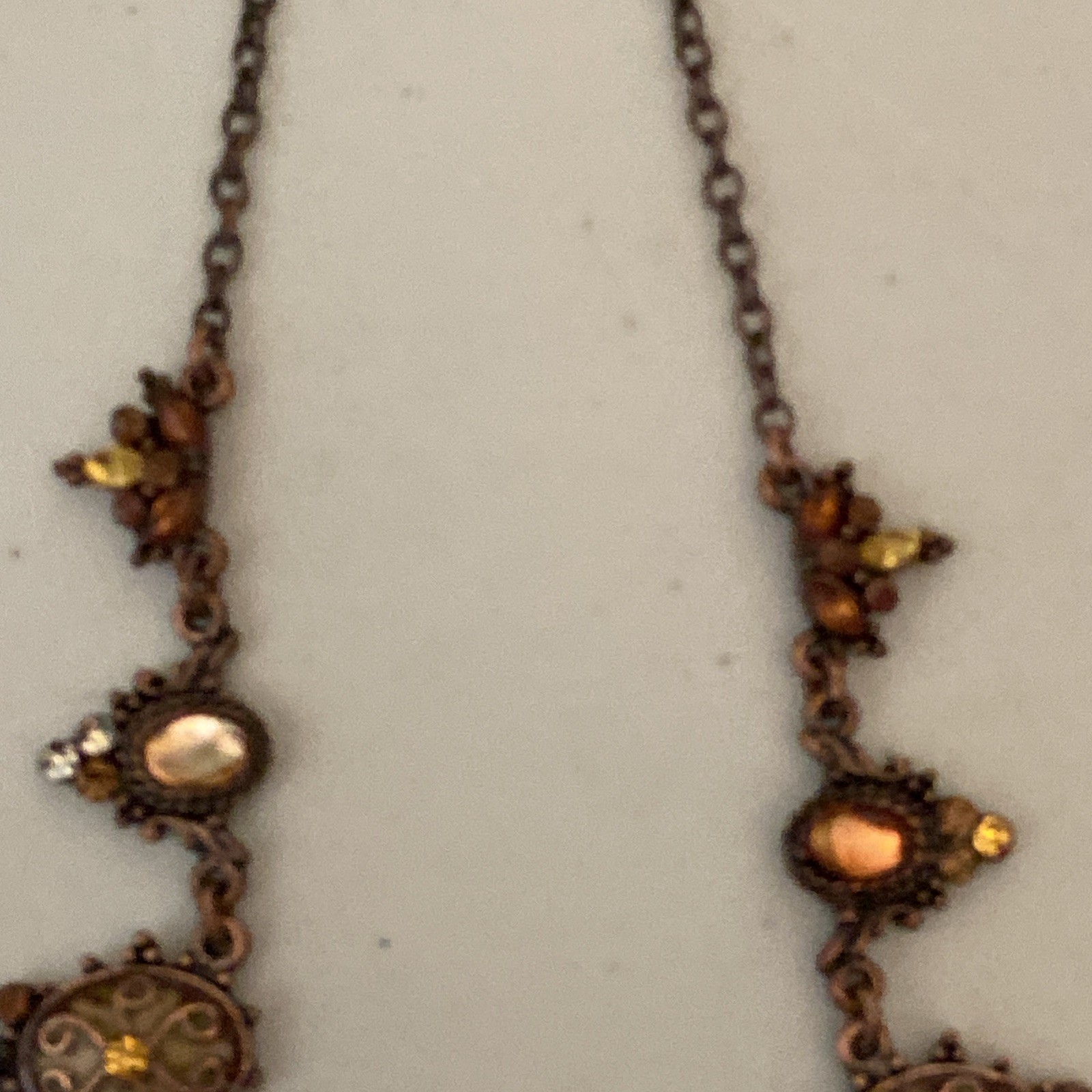 Copper Toned Vintage Necklace topaz colored stones