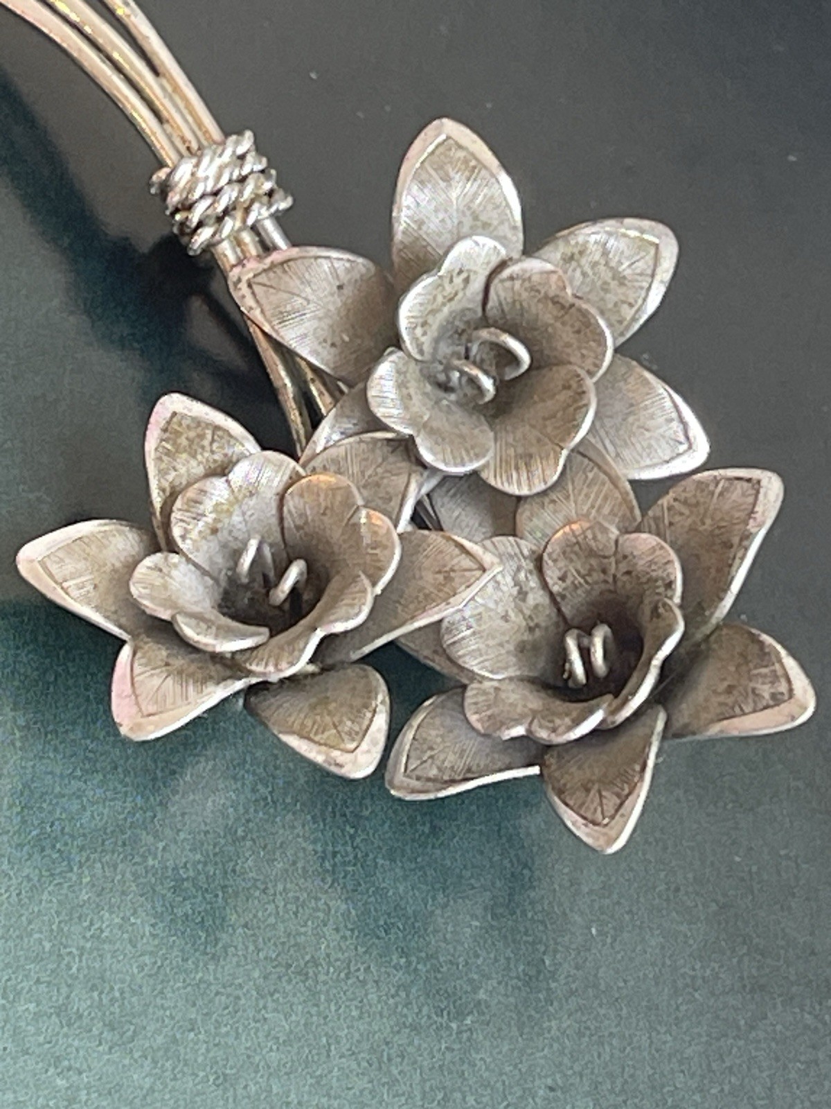 Sterling Flower Brooch Mid century